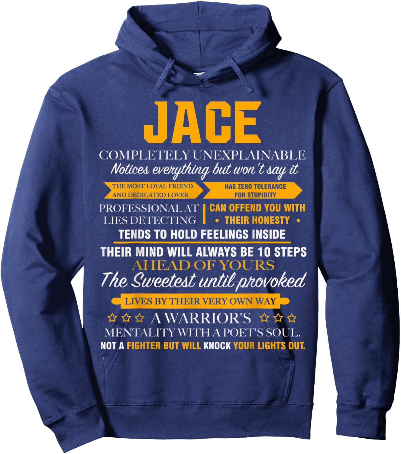 Jace completely unexplainable name shirt Front Print 1kana Hoodie - Hoodie | Navy