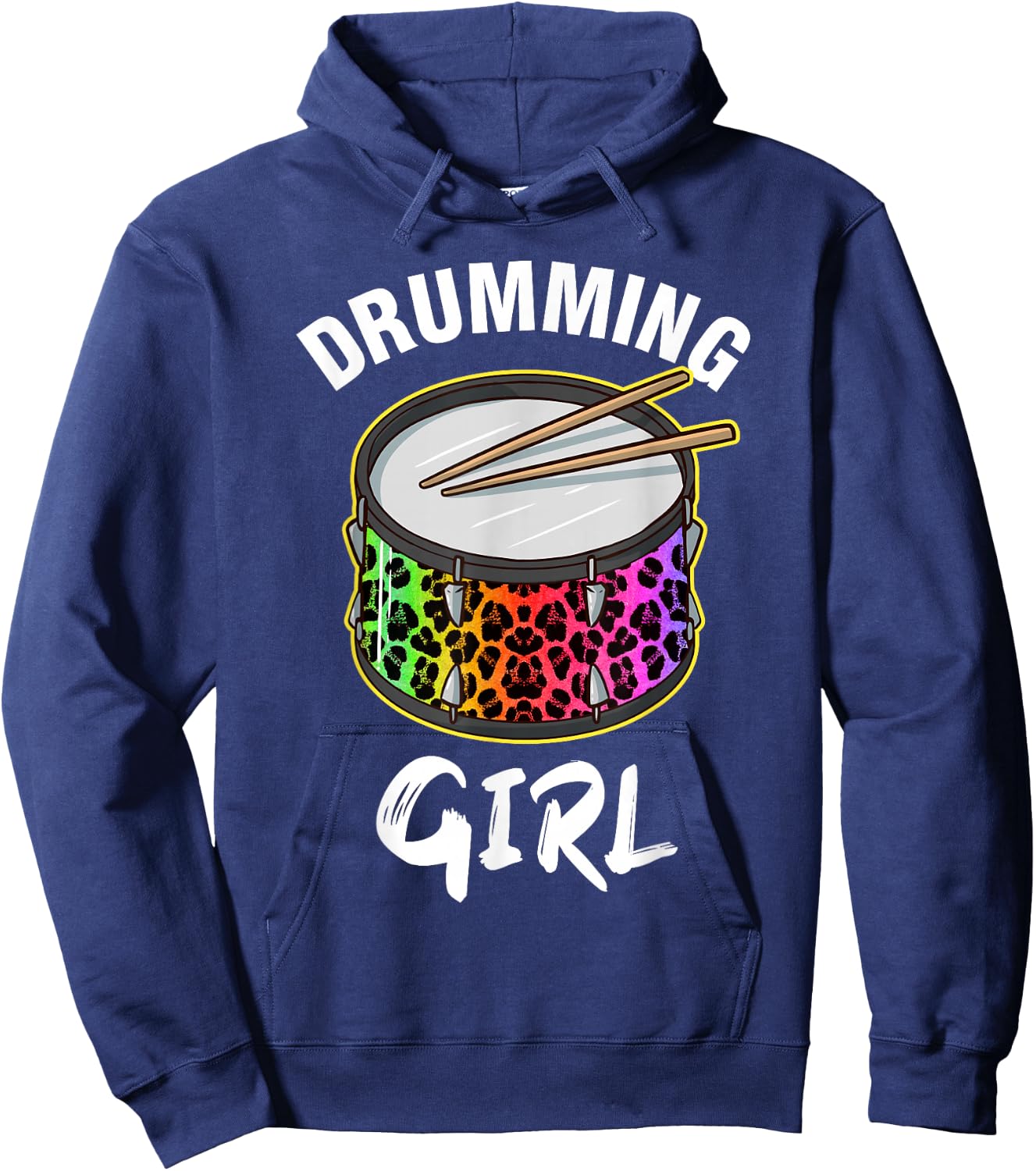 Drumming Girl Drums Leopard Marching Band Women Drummer Hoodie - Hoodie | Navy