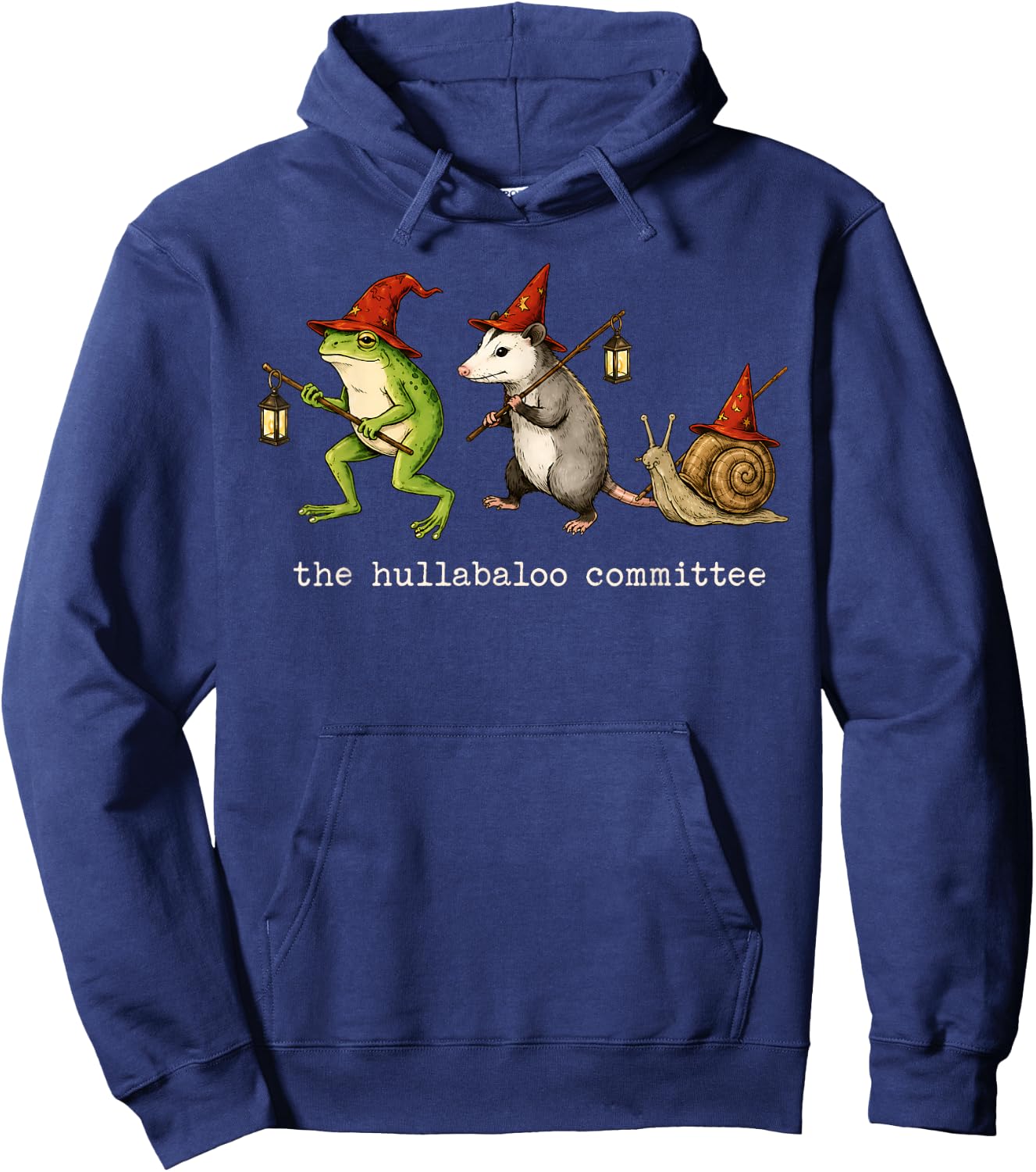 The Hullabaloo Committee Funny Frog Opossum Snail Meme Hoodie - Hoodie | Navy