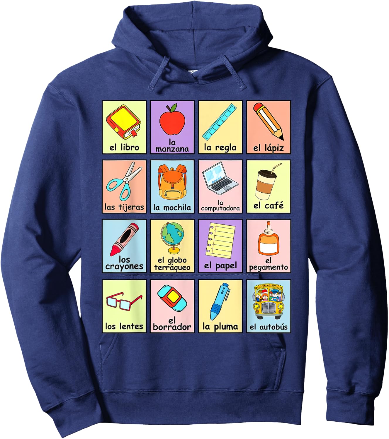 Dual Language Crew Bilingual Spanish Teacher Back to School Women Hoodie - Hoodie | Navy