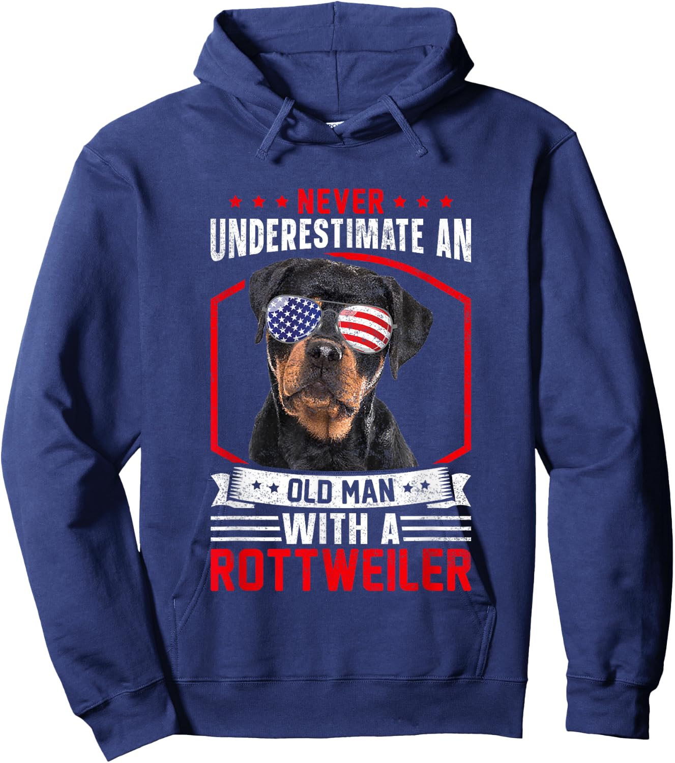 Grandpa Father Dog - Never Underestimate Old man Rottweiler Hoodie - Hoodie | Navy