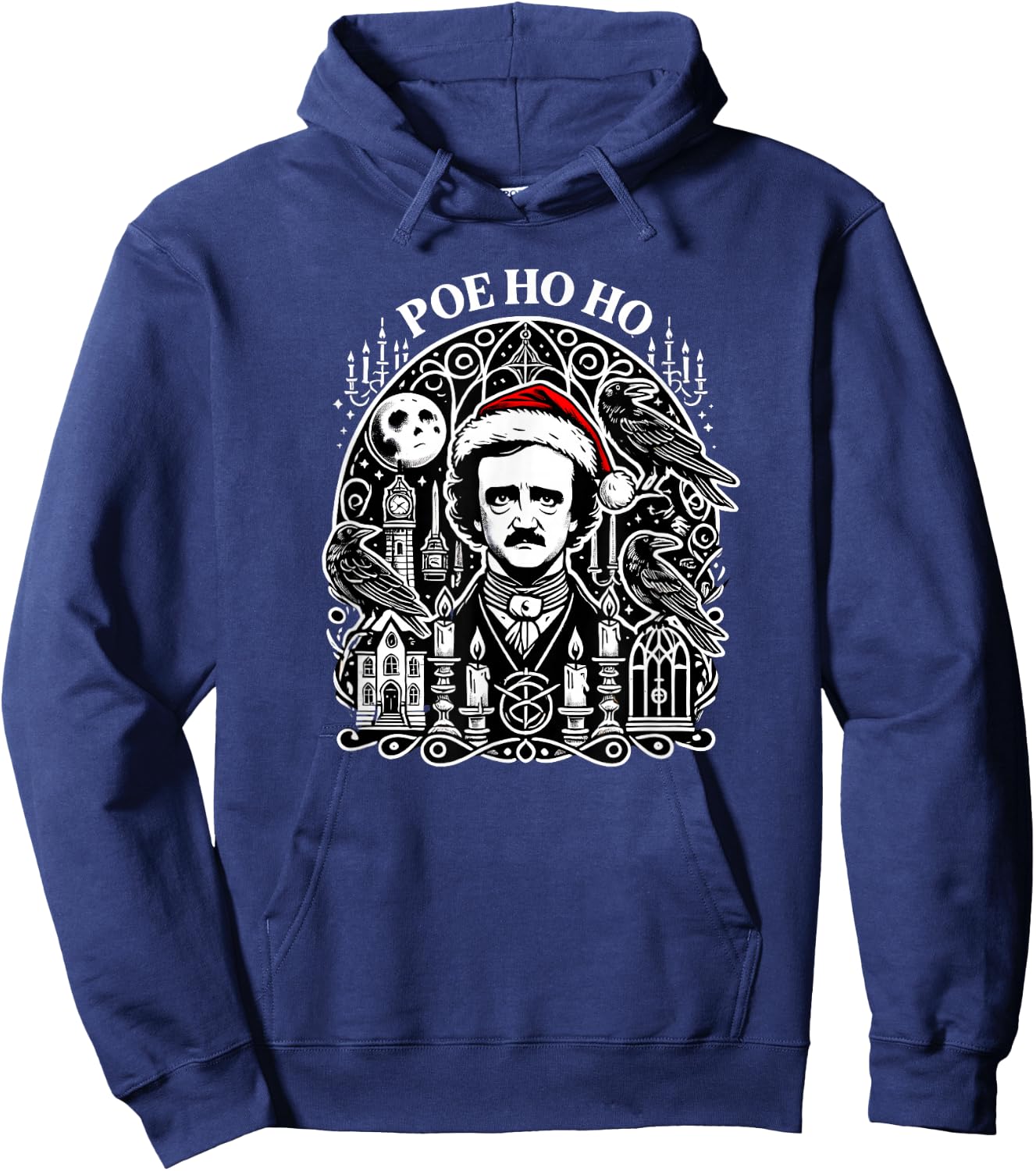 Edgar Allan Poe Christmas The Raven Poem Hoodie - Hoodie | Navy