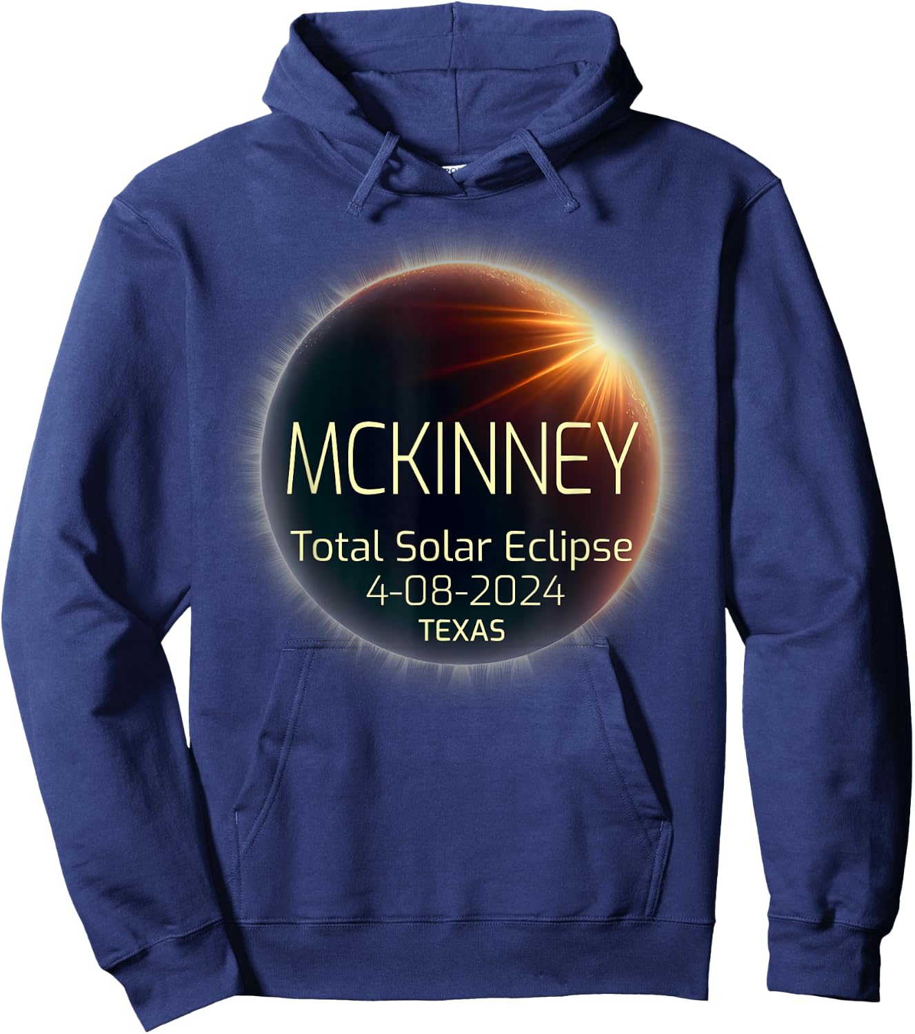 MCKINNEY Total Solar Eclipse April 8 2024 Texas Eclipse Hoodie - Hoodie | Navy