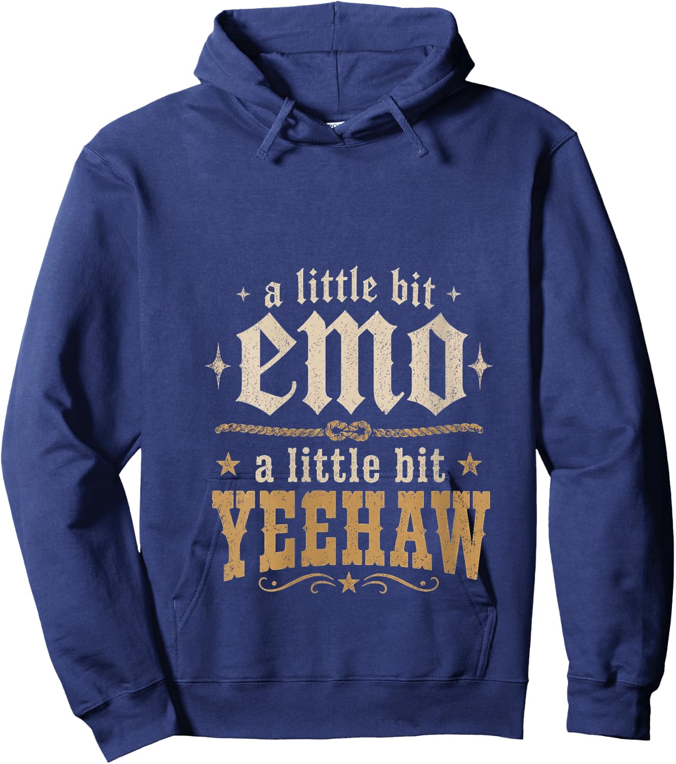 Women's A Little Bit Emo A Little Bit Yeehaw Funny Country Humor V-Neck Hoodie - Hoodie | Navy