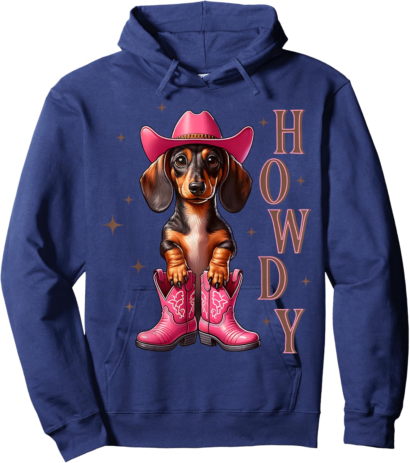 Howdy Dackel Cowboy Westernhund Cowgirl Damen Mädchen Hoodie - Hoodie | Navy