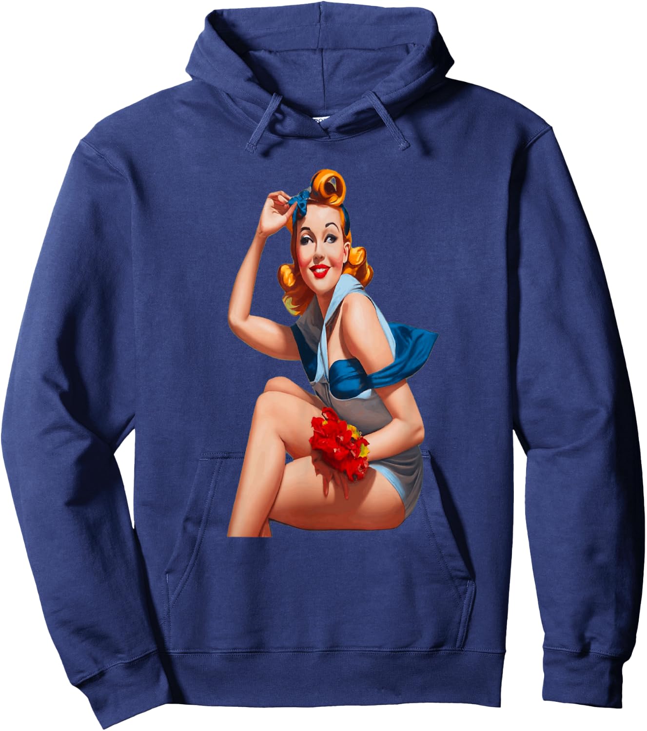 Femme pin up , Black, S Hoodie - Hoodie | Navy