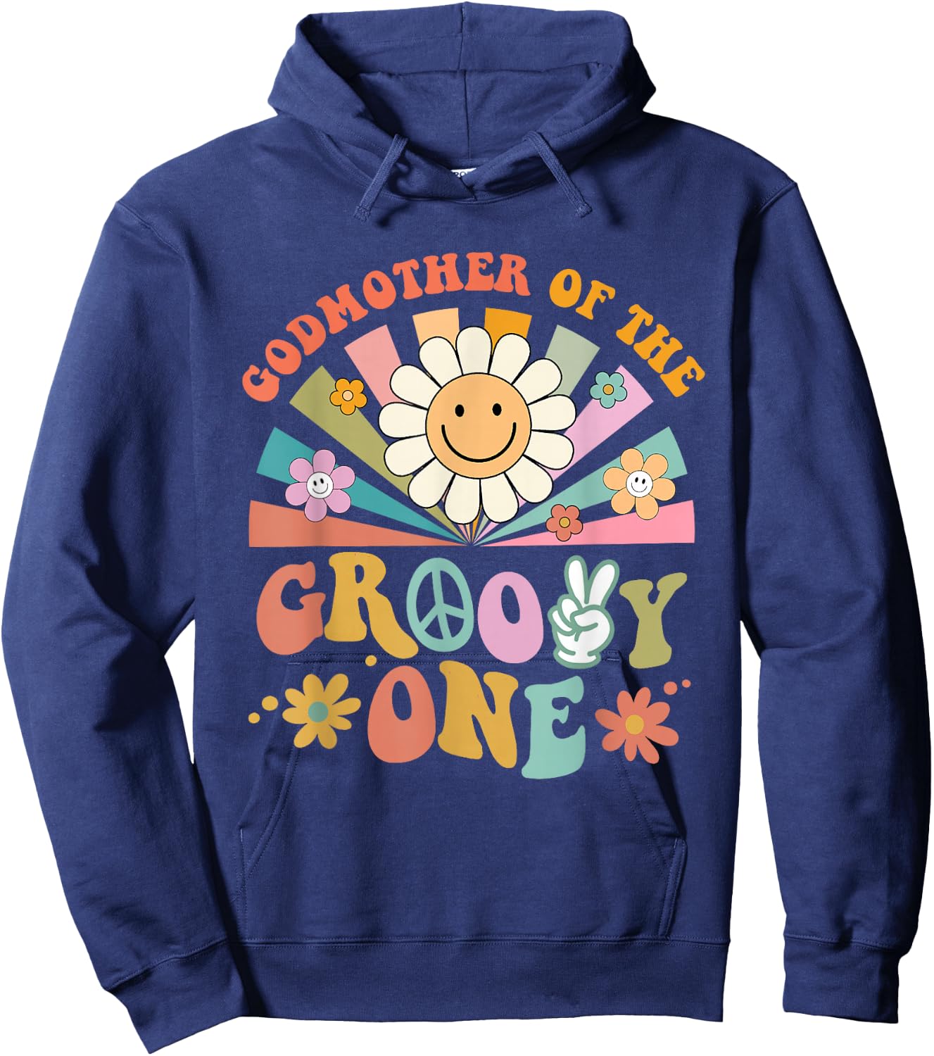 Godmother of Groovy One Matching Family First Birthday Party Hoodie - Hoodie | Navy
