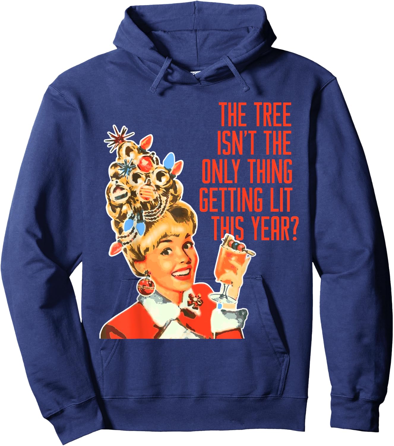 Getting Lit This Year Christmas Party Tree Gift Hoodie - Hoodie | Navy