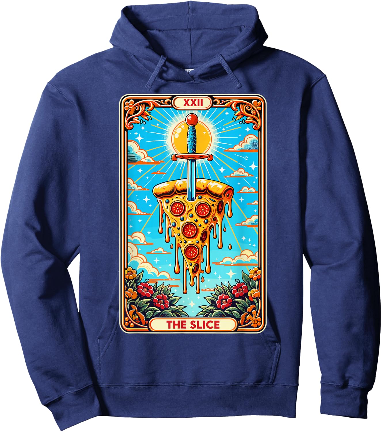 Tarot card funny pizza shirt pizza knife pizza shovel fast food Hoodie - Hoodie | Navy