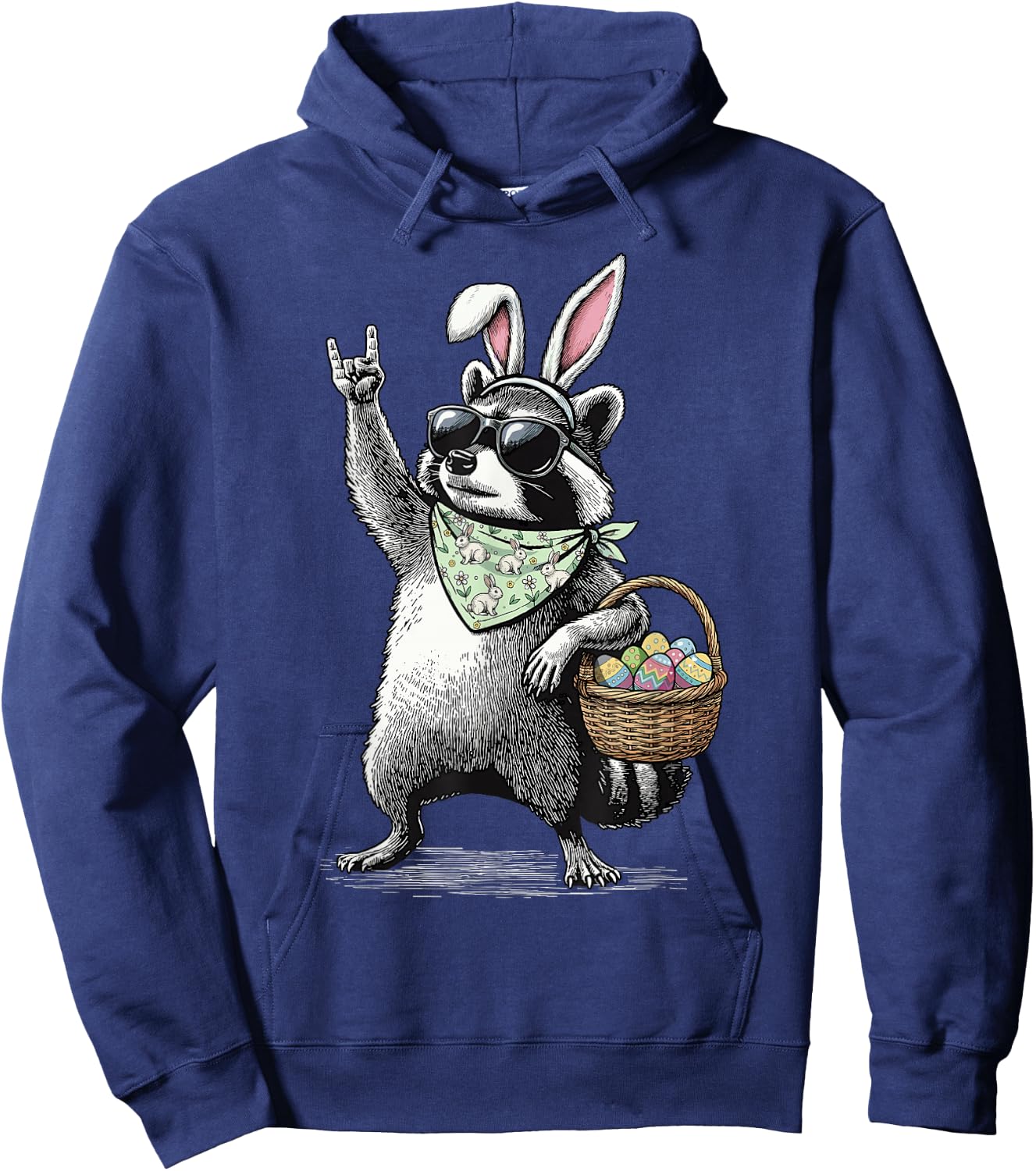 Retro Ostern Waschbär Lustiges Ostern Hoodie - Hoodie | Navy