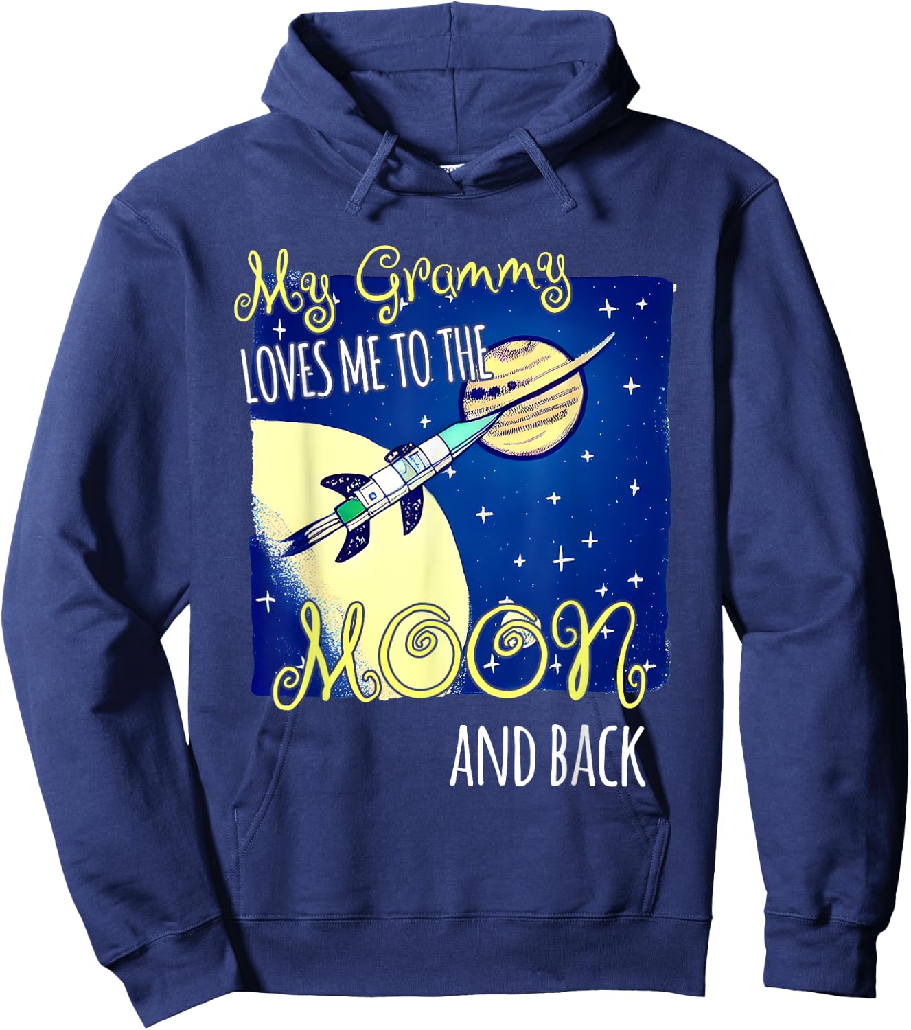 My Grammy Loves Me to the Moon and Back | Grammie Lover Hoodie - Hoodie | Navy