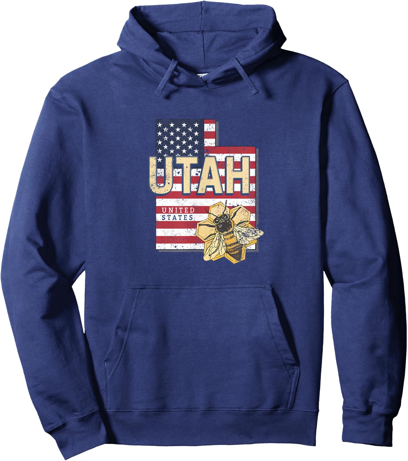 Utah with Bee United States retro map Vintage USA souvenir Hoodie - Hoodie | Navy