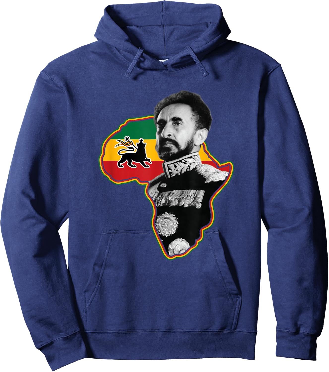 African Hero Haile Selassie I Hoodie - Hoodie | Navy