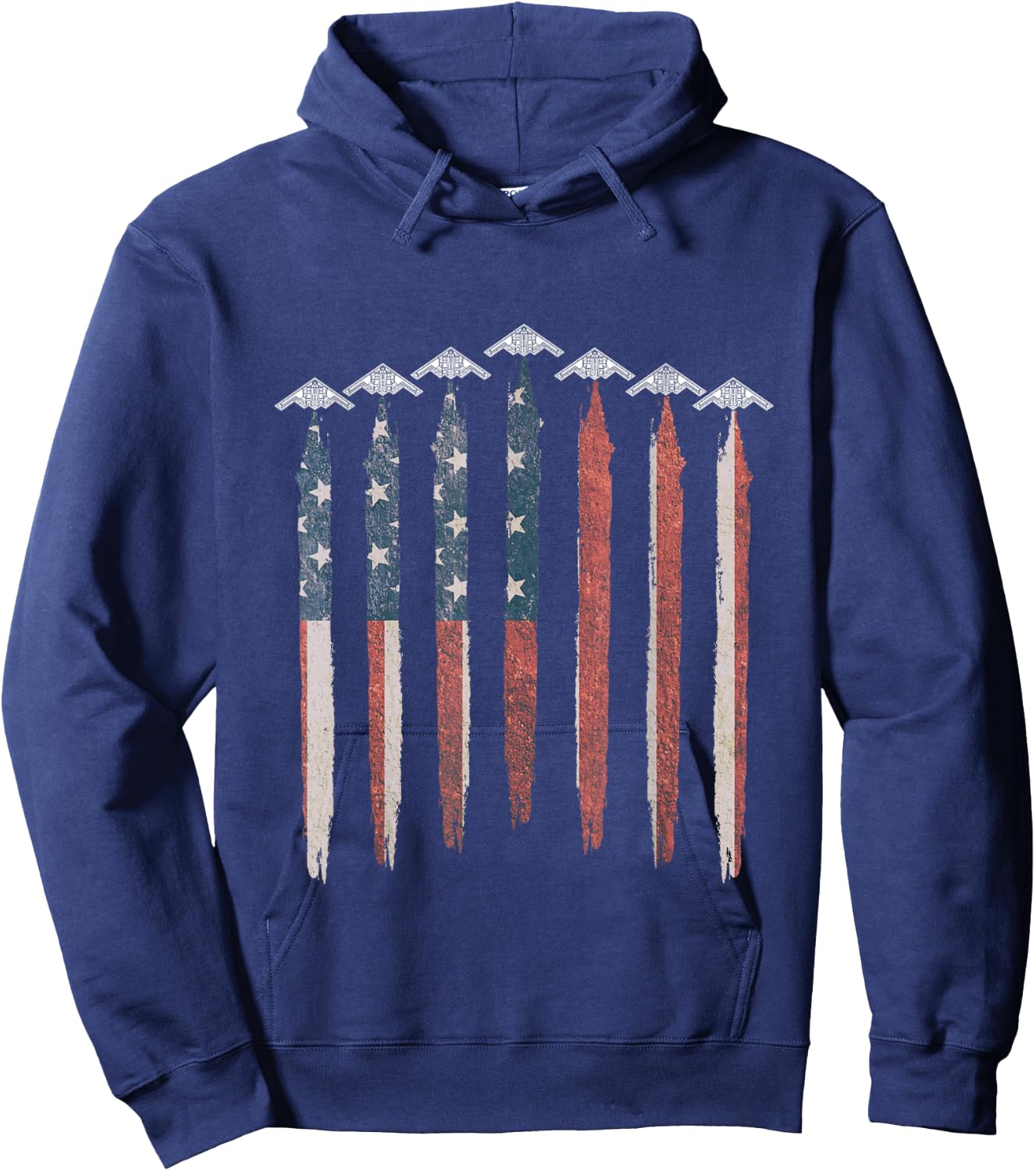 B2 Stealth Bomber Airplane USA Flag B2 4th of July Hoodie - Hoodie | Navy