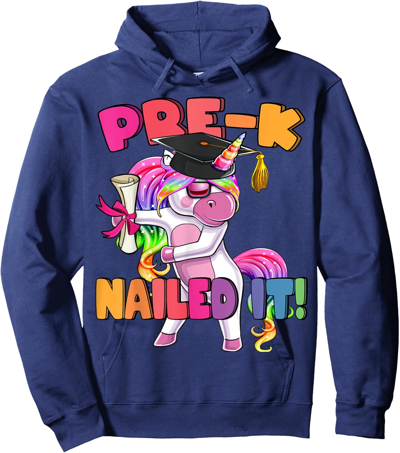 Pre-K Nailed It Flossing Unicorn Graduation Shirt Gift Girls Hoodie - Hoodie | Navy