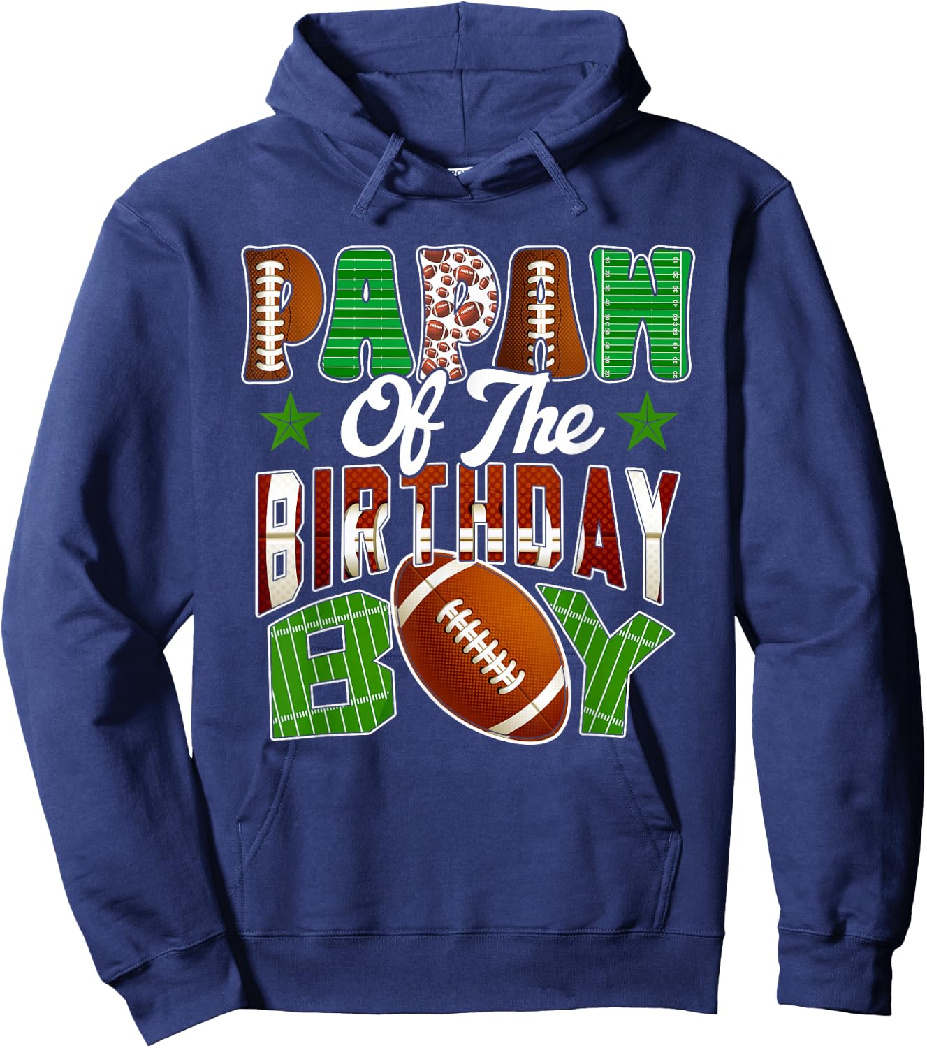 Papaw of The Birthday Boy Football Party Family Matching Hoodie - Hoodie | Navy