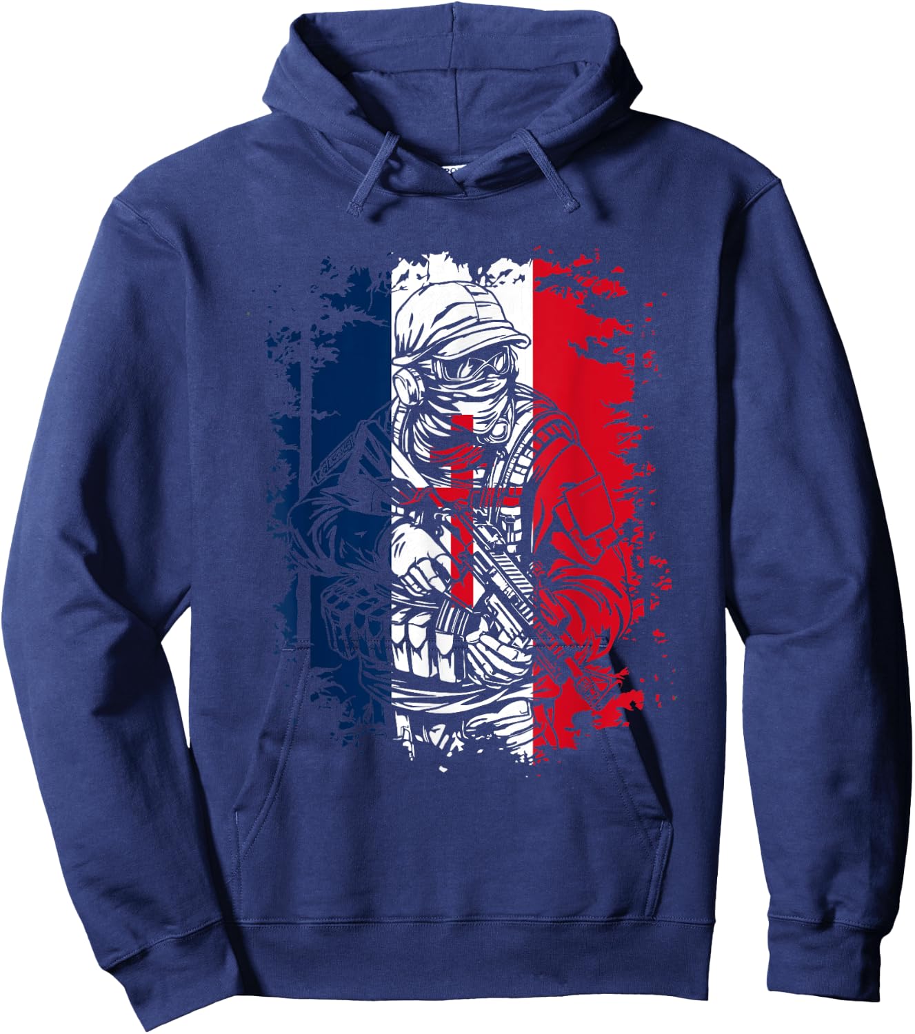 Soldier with French Flag and Cross of Lorraine , Black, S Hoodie - Hoodie | Navy