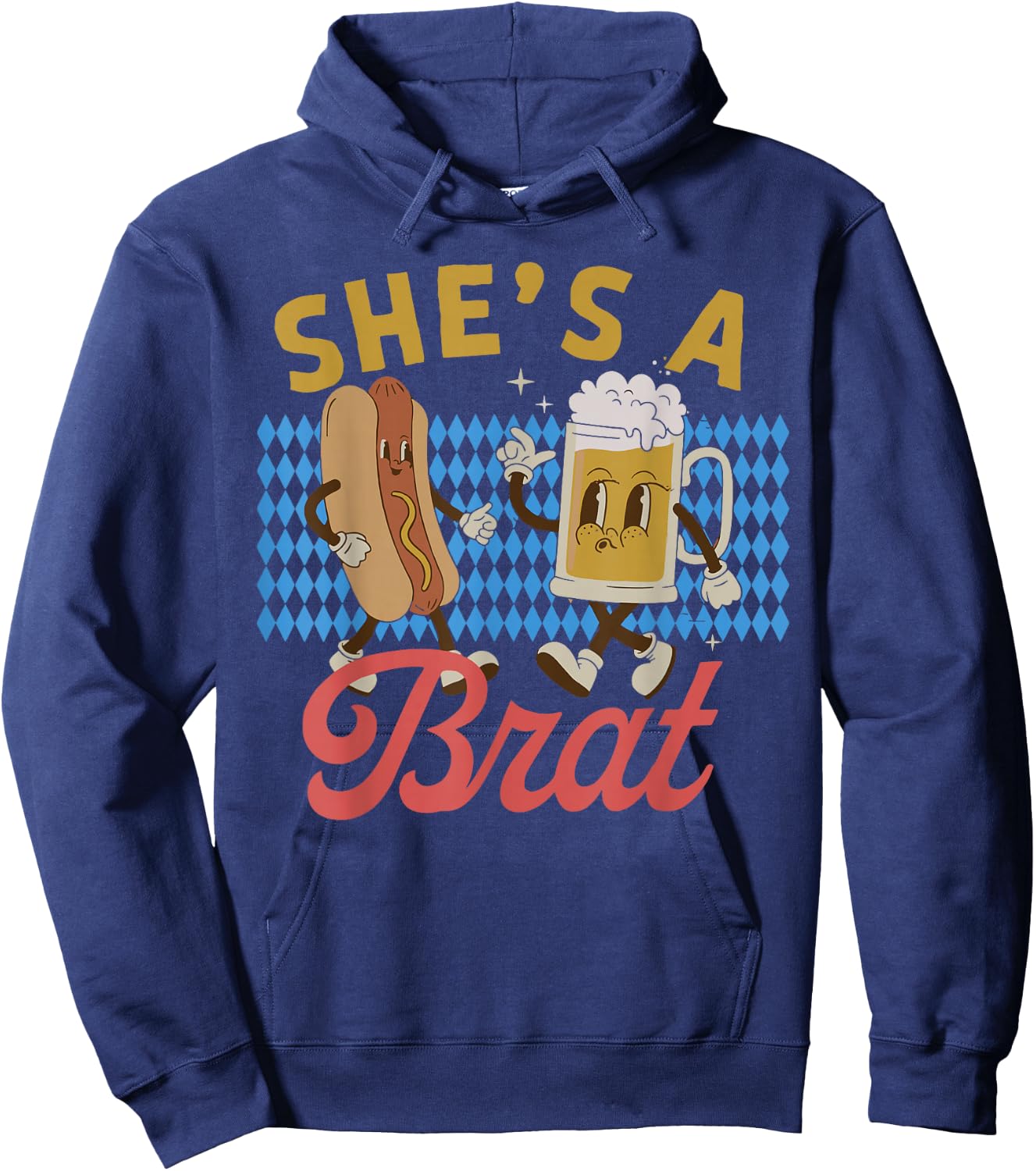 Funny Oktoberfes Hes the Wurst Shes a Brat Couples Matching Hoodie - Hoodie | Navy