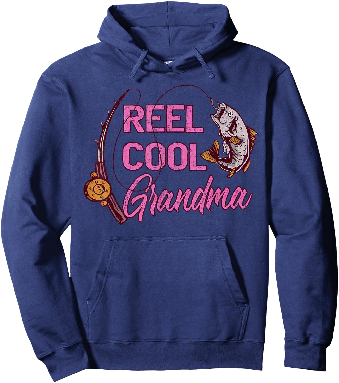 Reel Cool Grandma Woman Anglers Fishing Hoodie - Hoodie | Navy