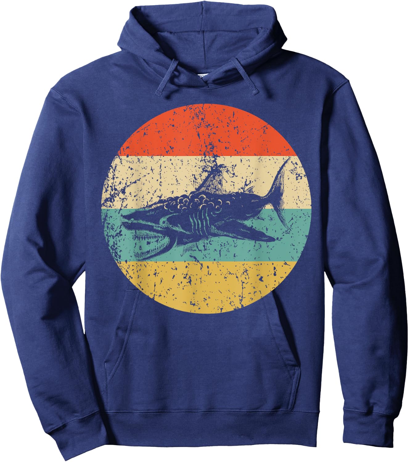 Great White Shark Retro Style Megalodon Hoodie - Hoodie | Navy