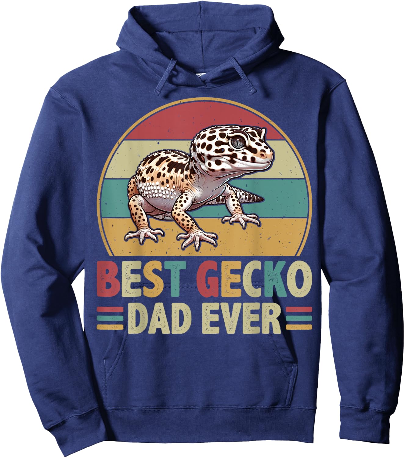 Best Gecko Dad Ever - Retro Leopard Gecko Lover Father's Day Hoodie - Hoodie | Navy