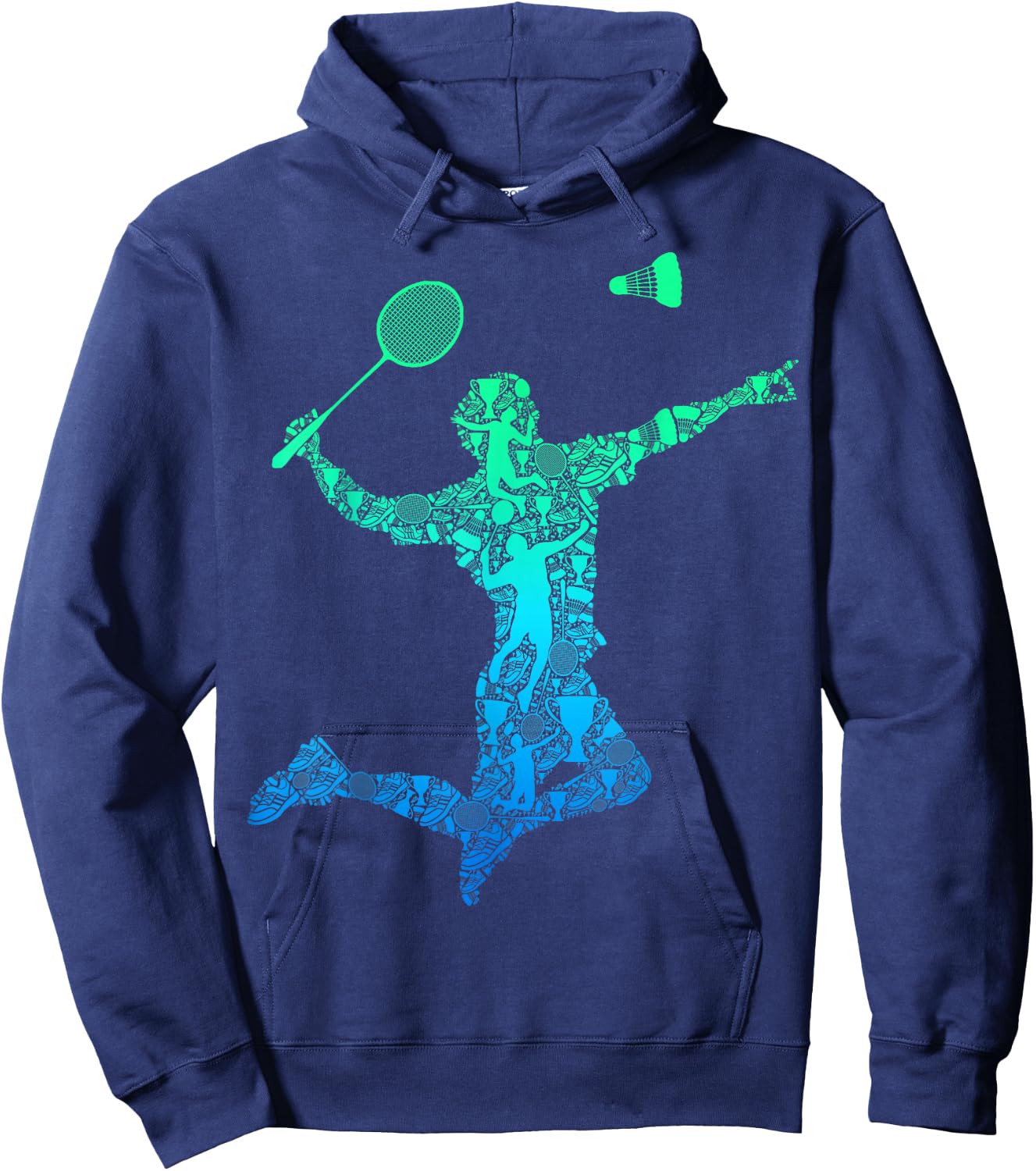 Badminton Shuttlecock Badminton Player Boys Children Men's , black Hoodie - Hoodie | Navy