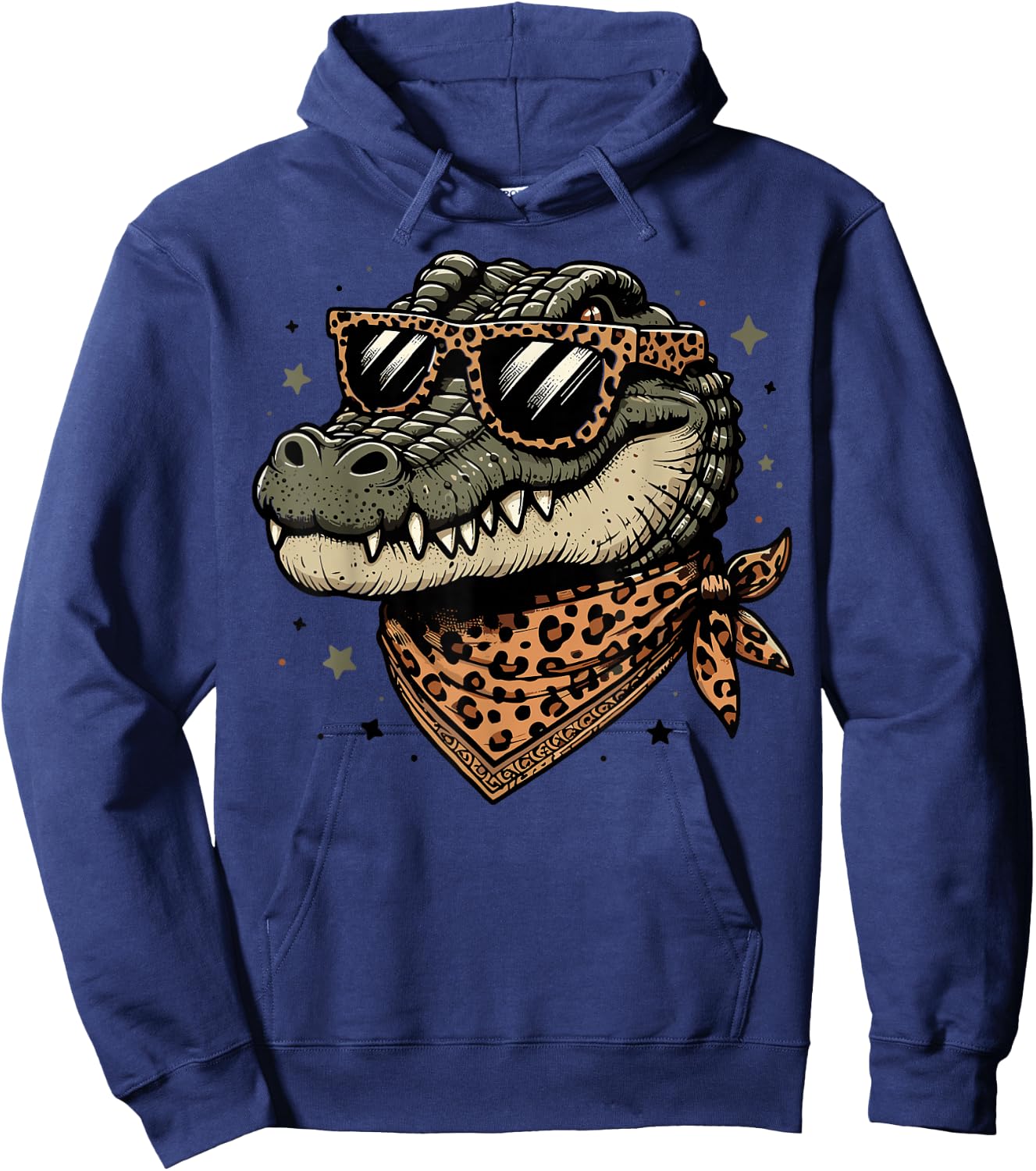 Crocodile Alligator Leopard Scarf Wearing Sunglasses Hoodie - Hoodie | Navy