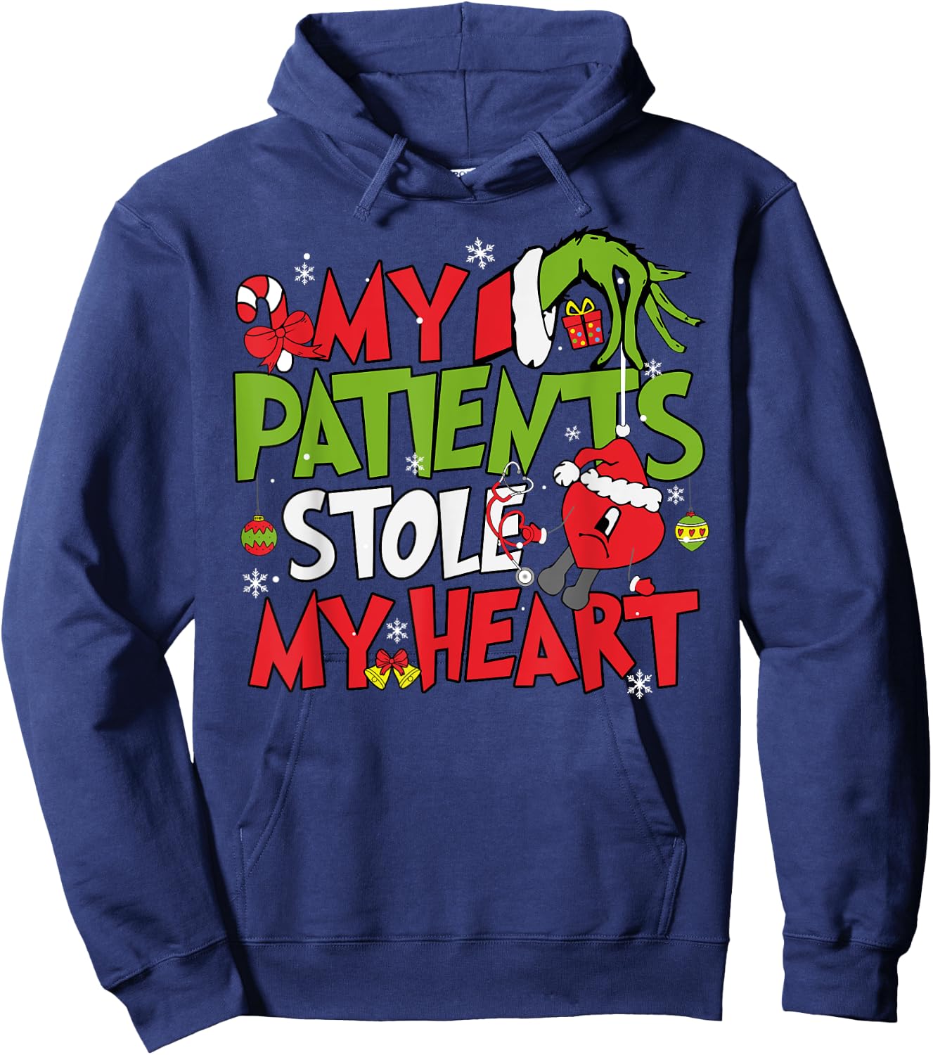 My Patients Stole My Heart Merry Christmas Xmas Nurse Doctor Hoodie - Hoodie | Navy