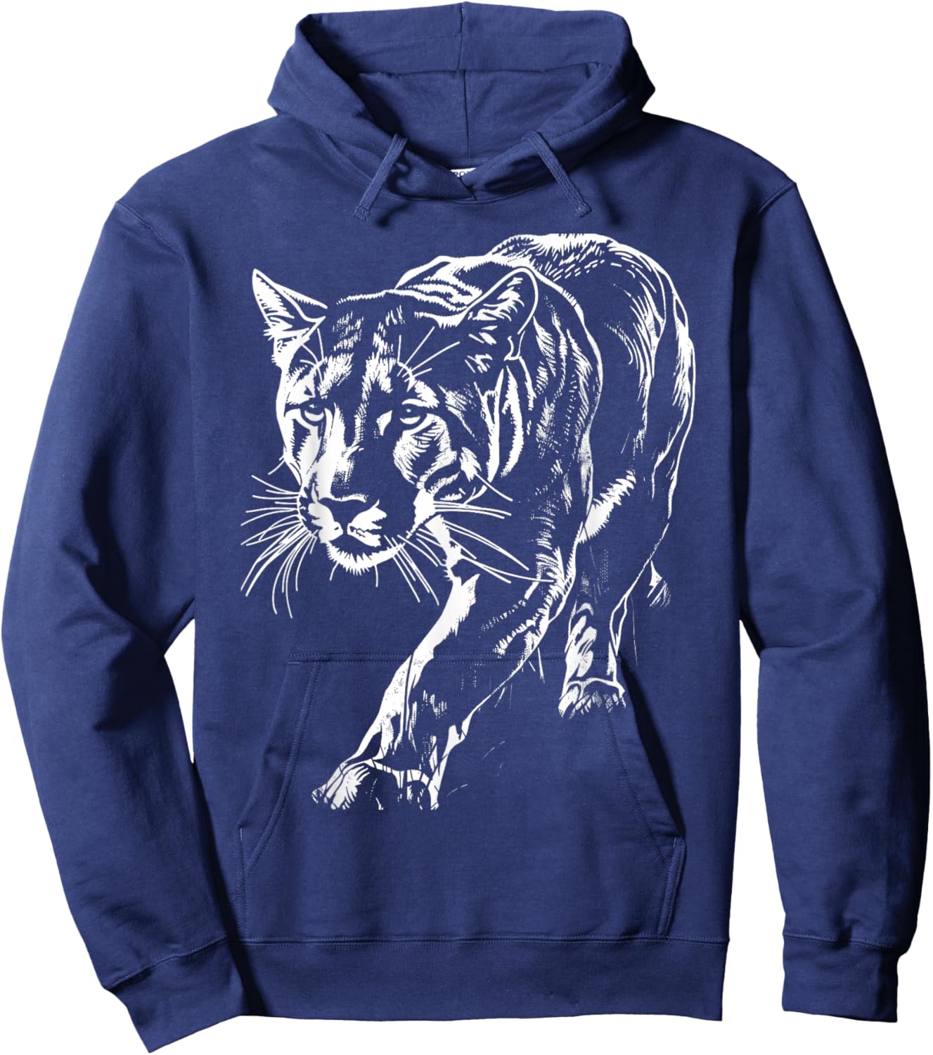 Cougar Face Cougars Mountain Lion Big Cat Animal Vintage Hoodie - Hoodie | Navy