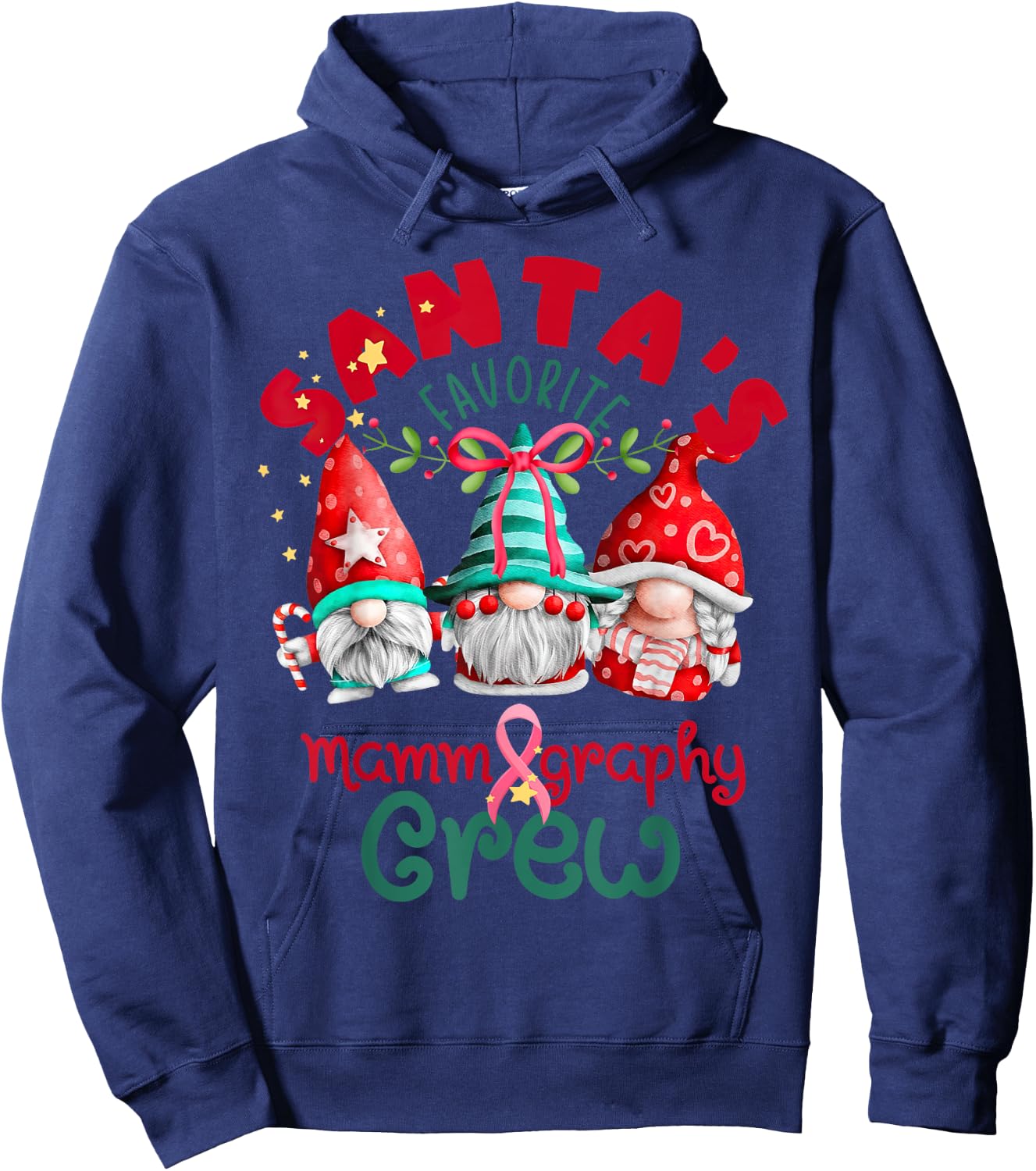 Santa's Favorite Mammography Christmas Mammo Technologist Hoodie - Hoodie | Navy