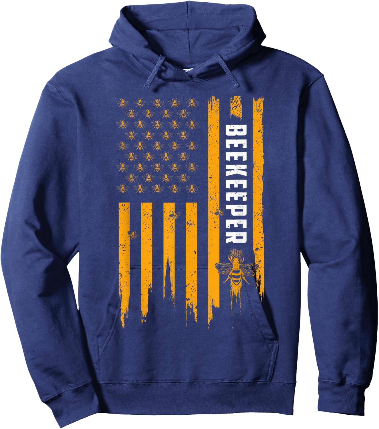 Beekeeping American Flag Honeycomb Honey Bees Beekeeper Hoodie - Hoodie | Navy