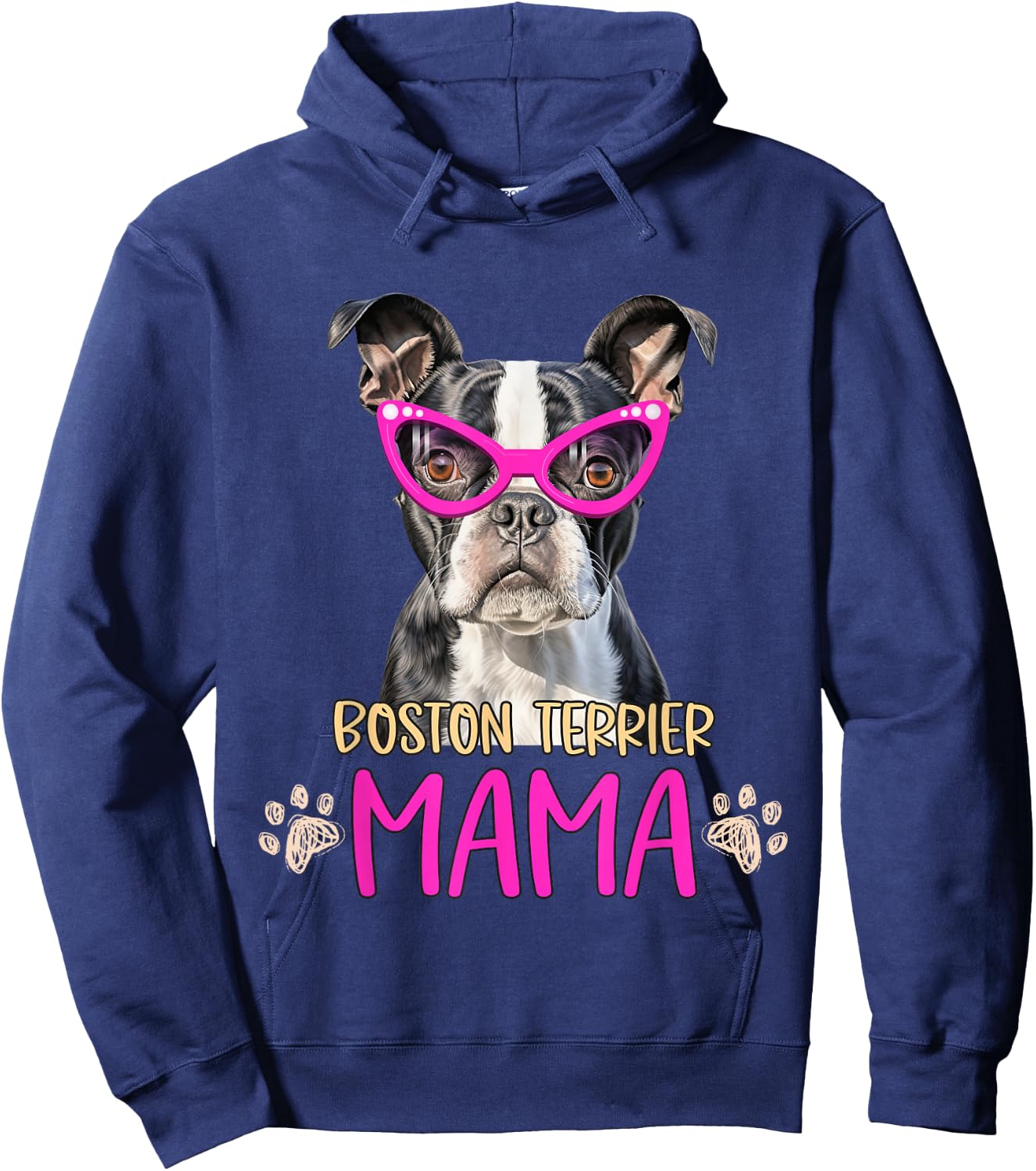Boston Terrier Dog Breed Mama Cute Puppy Mother Hoodie - Hoodie | Navy