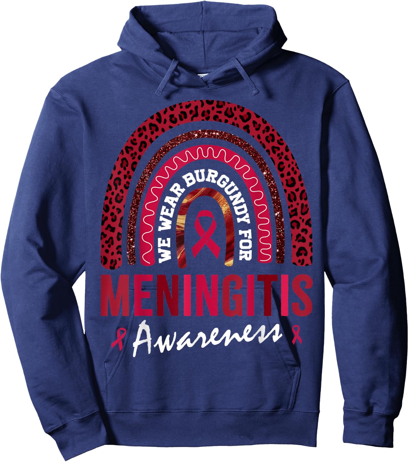 In October We Wear Burgundy for Meningitis Awareness Hoodie - Hoodie | Navy