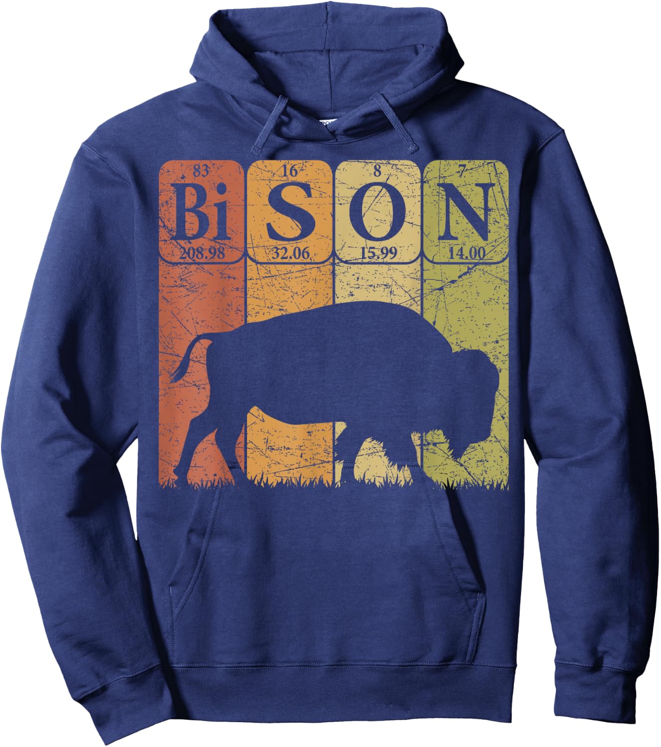 American Bison Periodic Table Elements Buffalo Retro Hoodie - Hoodie | Navy