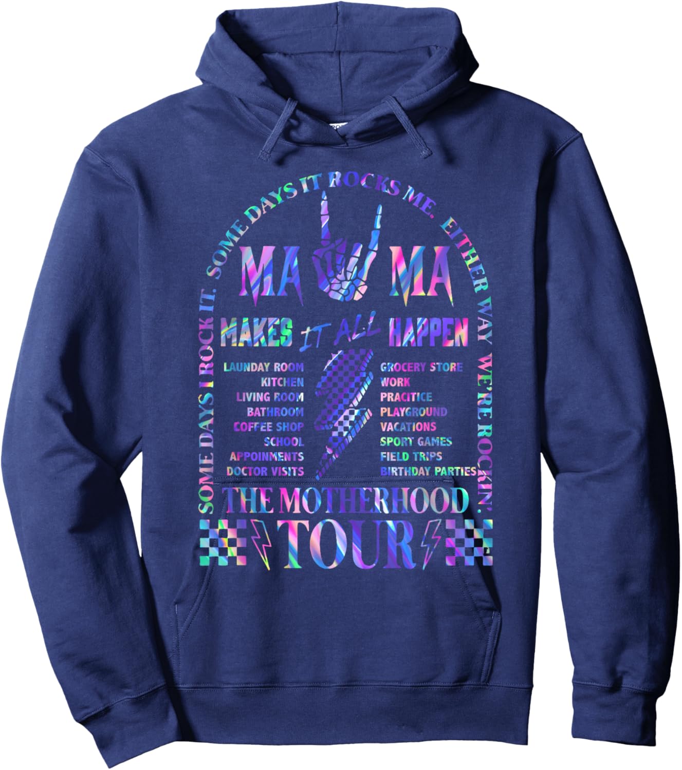 Mama Makes It All Happen Rocking The Motherhood Epic Glow Hoodie - Hoodie | Navy