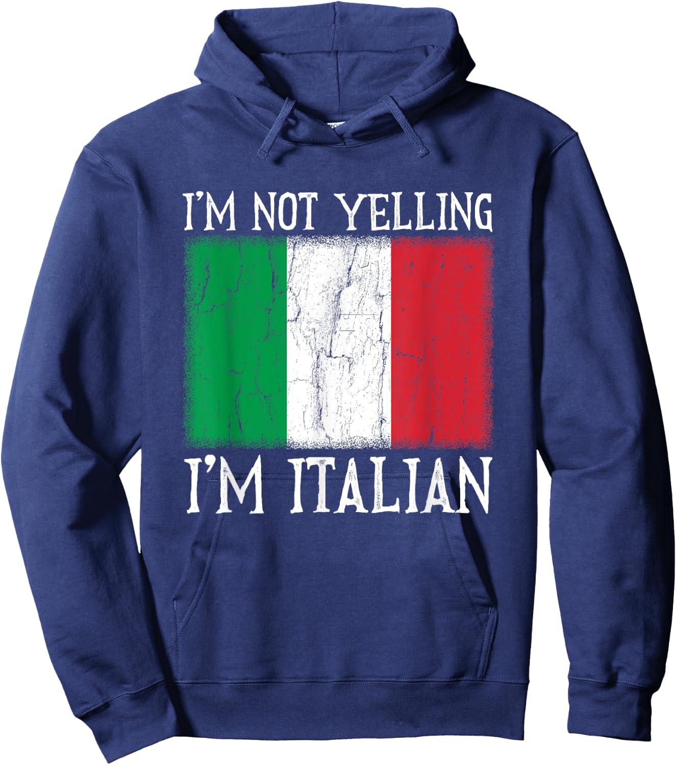 Funny I'm Not Yelling I'm Italian Italy Flag Gift Hoodie - Hoodie | Navy