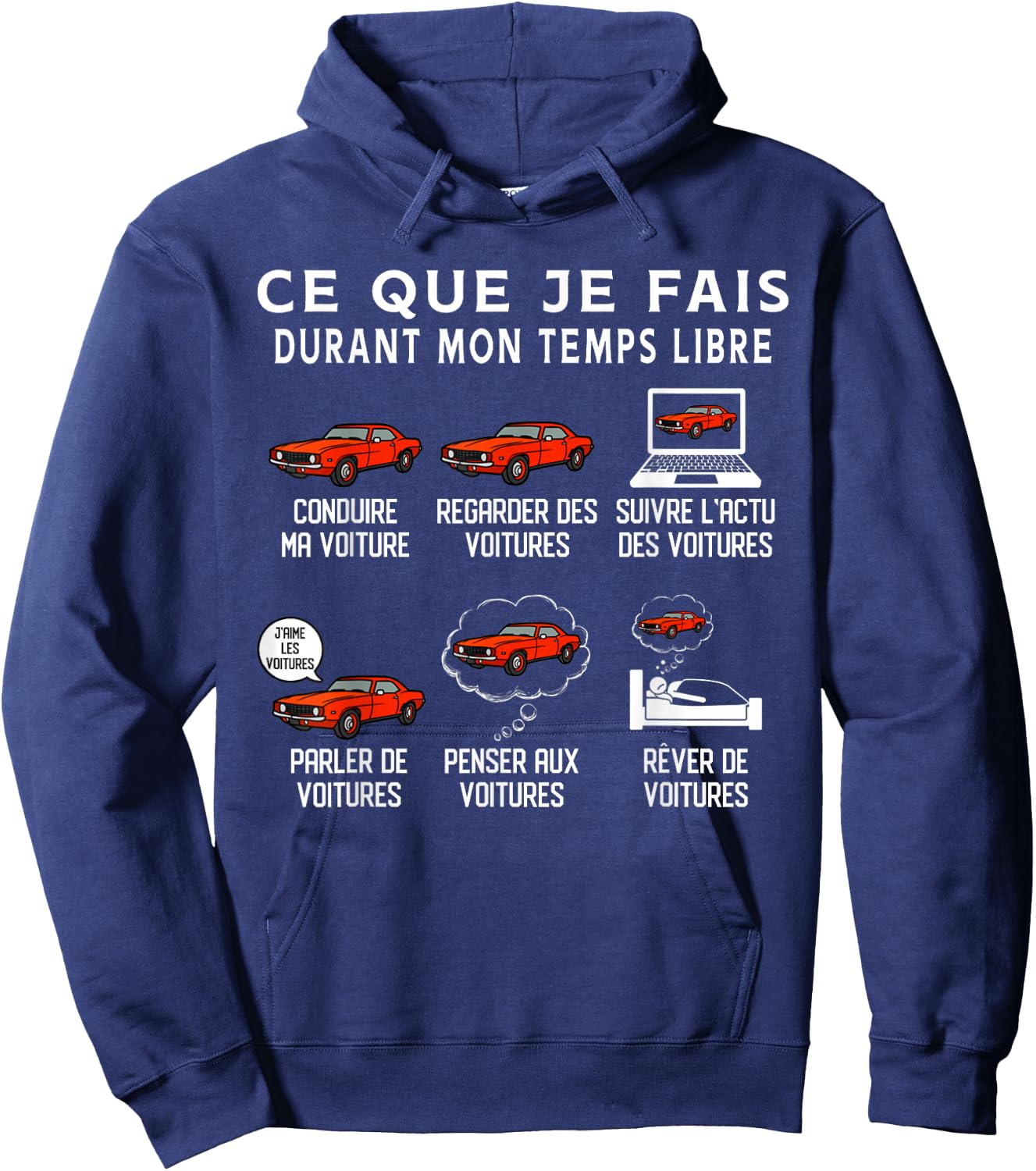 Funny Car What I Do During My Time Vintage Funny , Black, S Hoodie - Hoodie | Navy