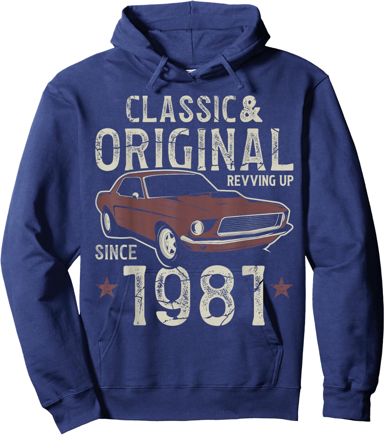 Born In 1981 Classic Car 44th Birthday Hoodie - Hoodie | Navy