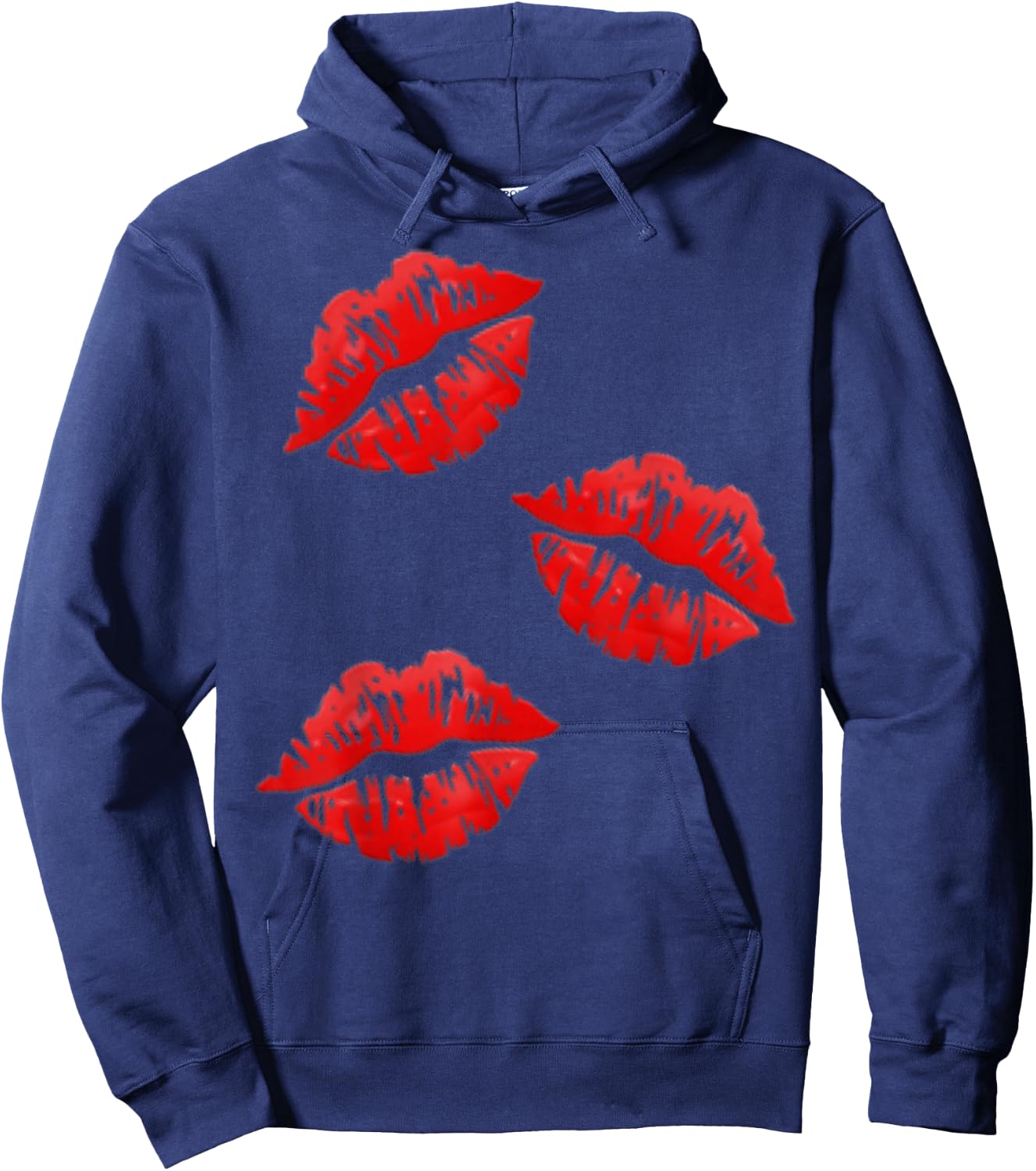 Kissing Lips | Kissing Face | Red Lipstick Kissing On Kiss Hoodie - Hoodie | Navy