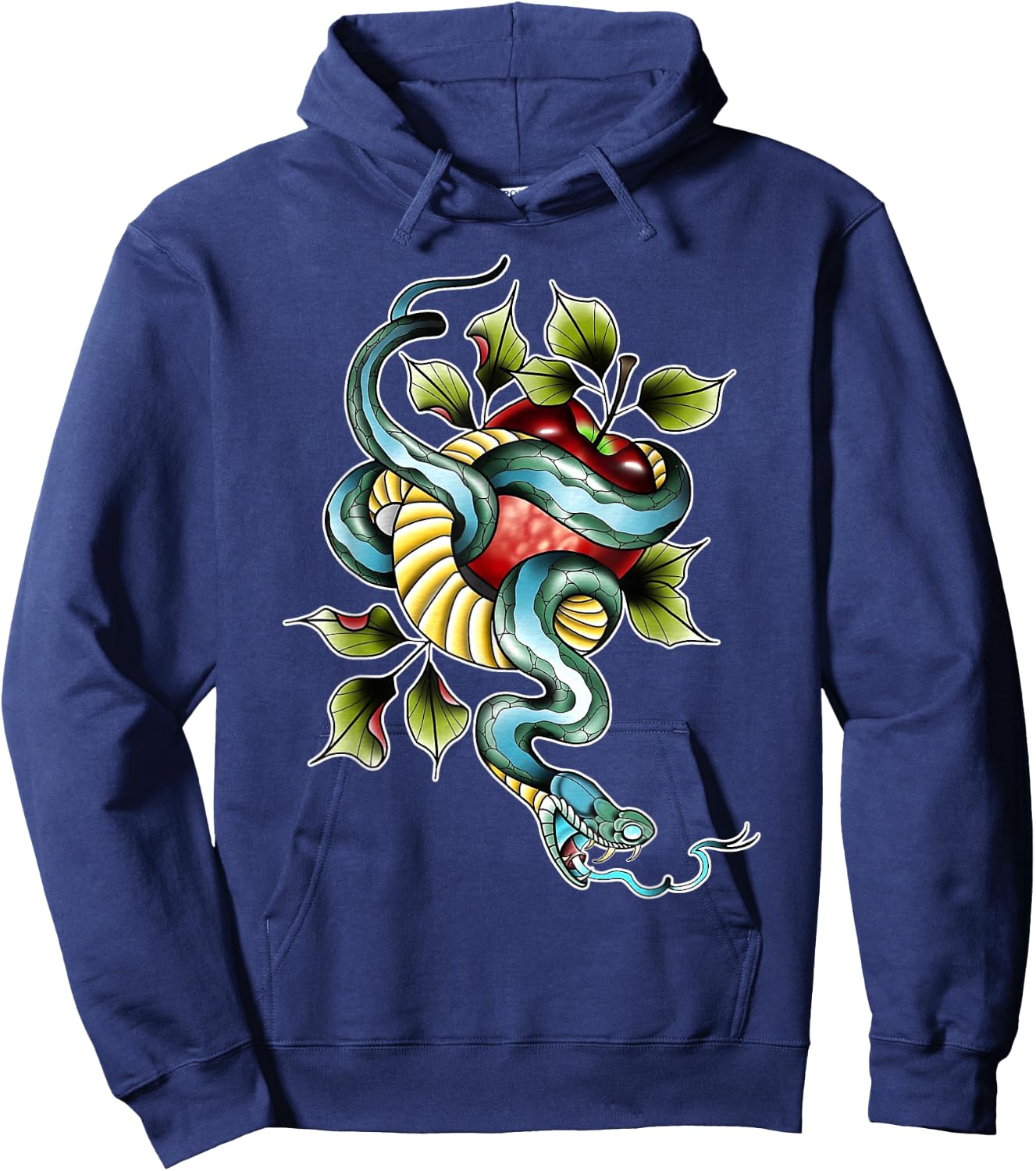 Snake x Apple x Garden of Eden x Adam & Eve Neo-Traditional Hoodie - Hoodie | Navy