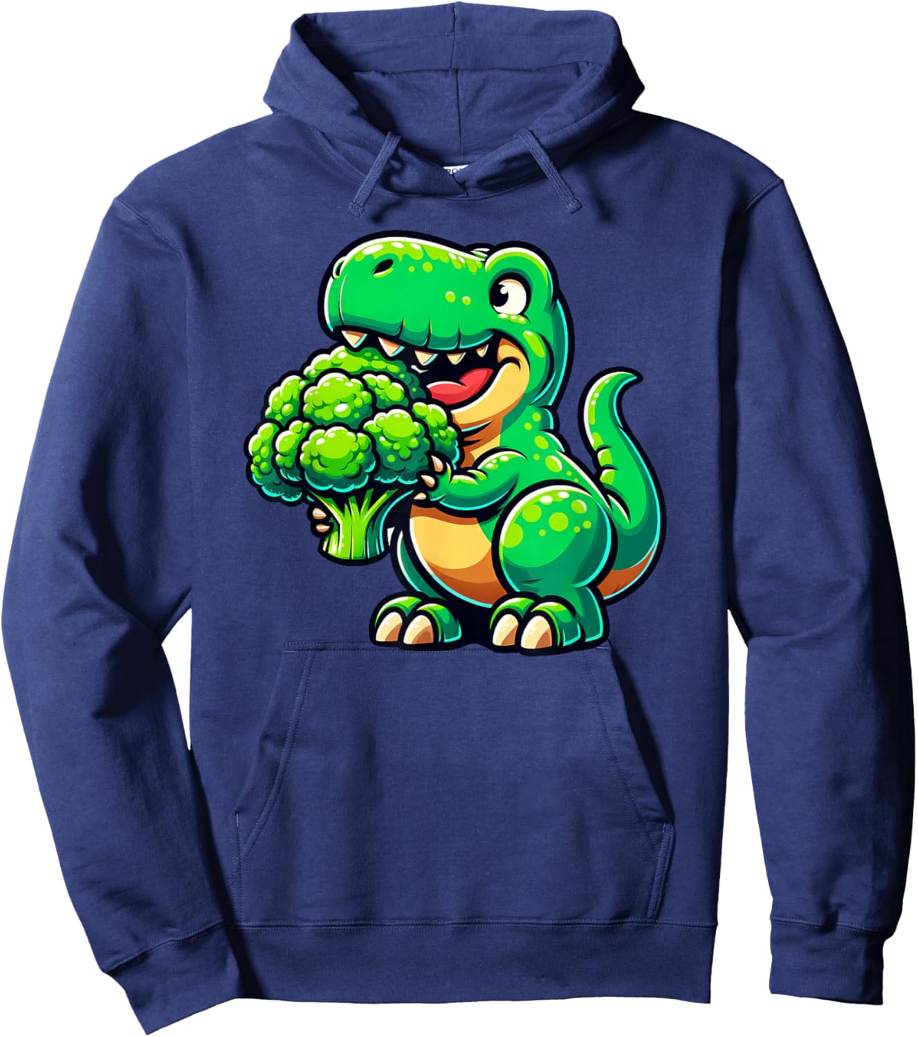 T rex Broccolisaurus Dinosaur Broccoli Vegan Boys Girls Kids Hoodie - Hoodie | Navy