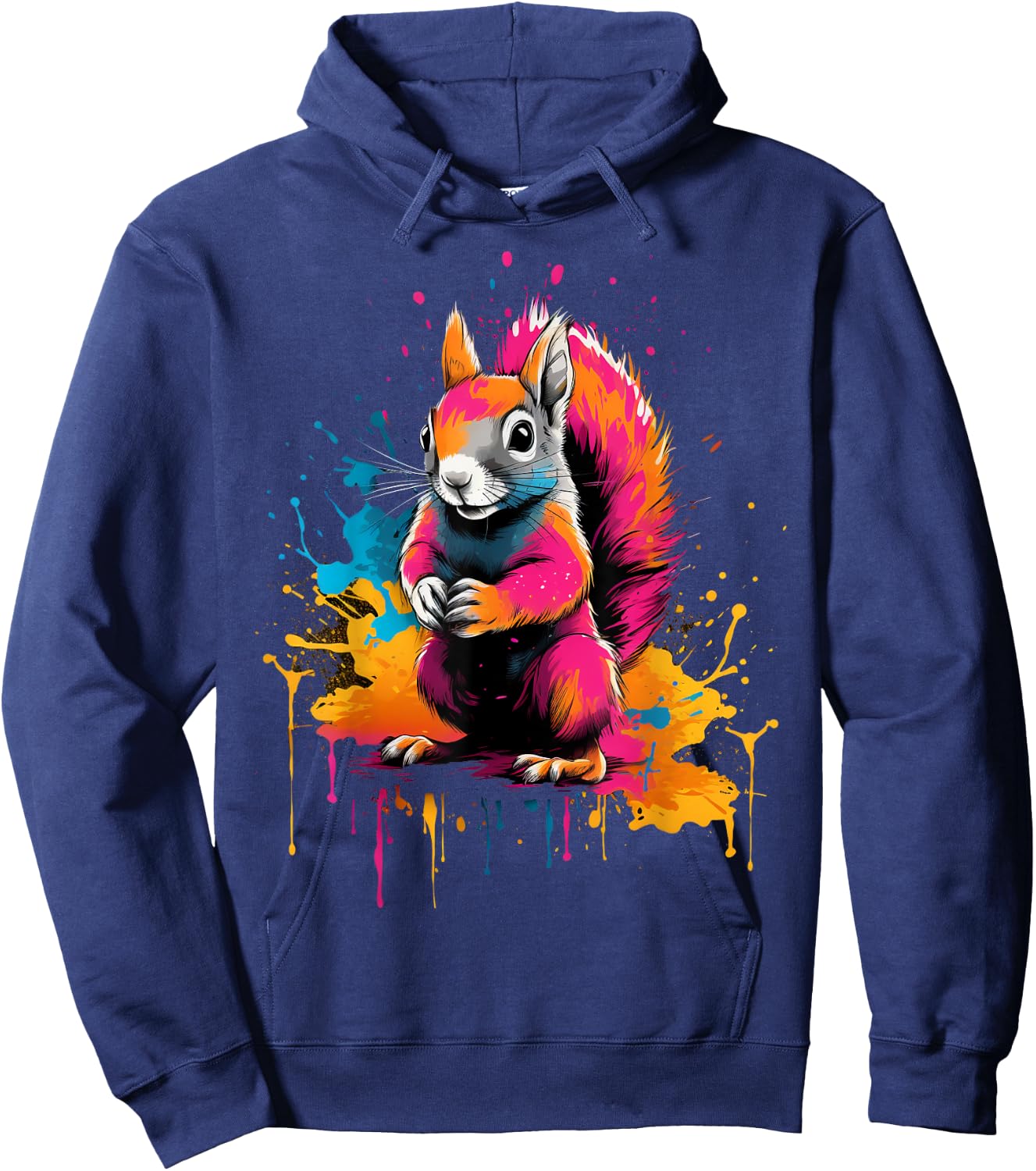 Cooles Eichhörnchen auf bunt bemaltem Eichhörnchen Hoodie - Hoodie | Navy