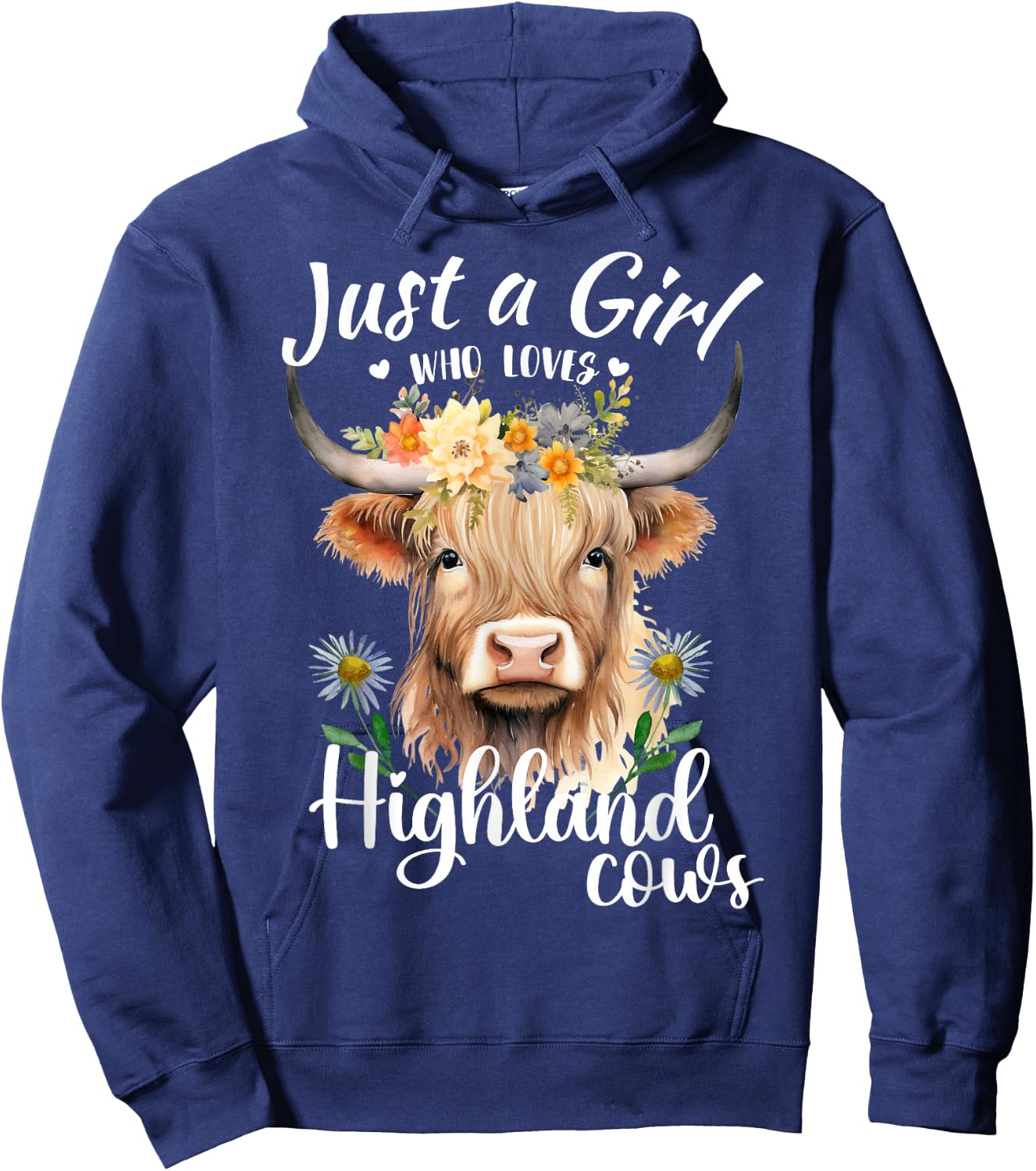 Just a Girl Who Loves Highland Cows Scottish Highland Cows Hoodie - Hoodie | Navy