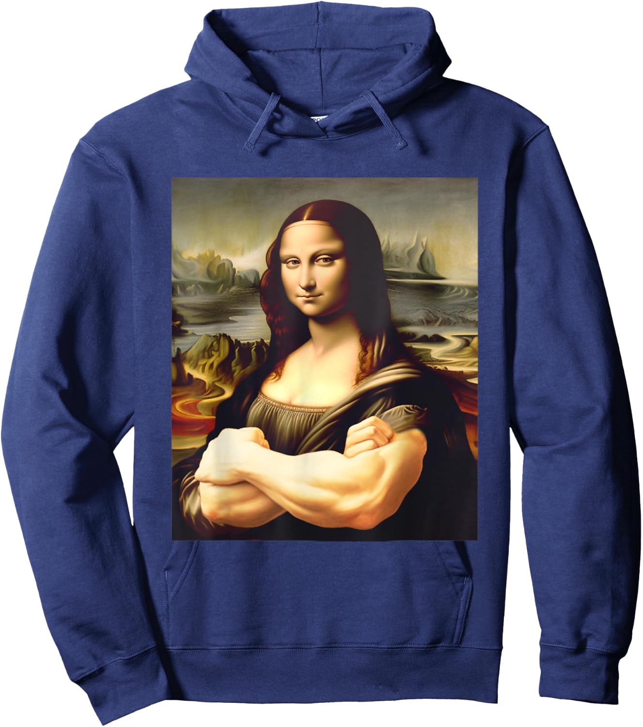 Mona Lisa Bodybuilding Funny Mona Lisa Muscle Gym Workout Hoodie - Hoodie | Navy