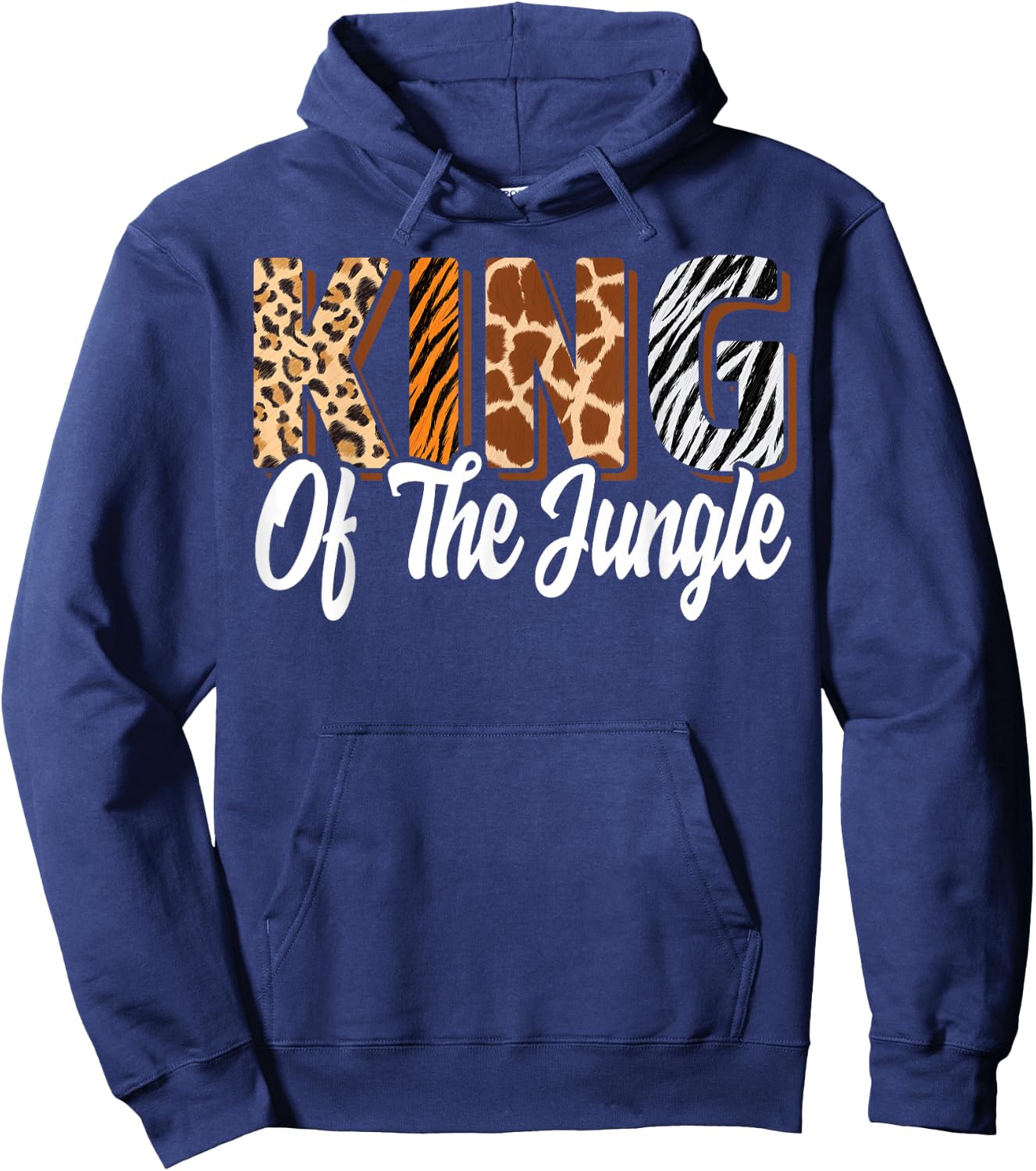 King Of The Jungle Zoo Birthday Safari Jungle Animal , black Hoodie - Hoodie | Navy