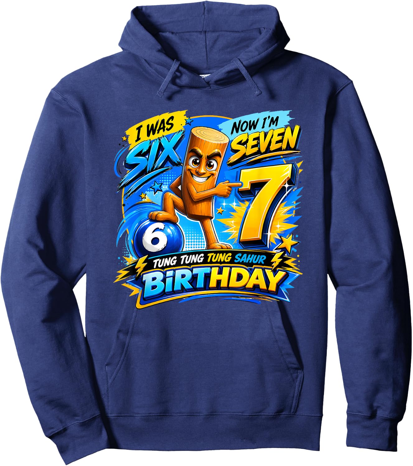 67 Italian Brainrot Tung Tung Sahur Six Seven Meme Birthday Hoodie - Hoodie | Navy