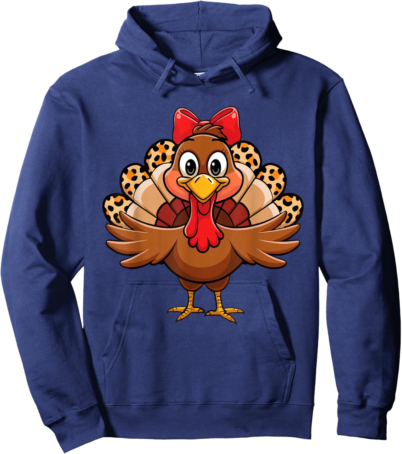 Women Girls Leopard Turkey Coquette Thanksgiving Autumn Hoodie - Hoodie | Navy