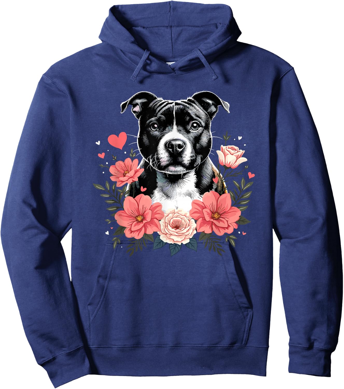 Roses Flowers Staffordshire Bull Terrier Staffy Terriers Hoodie - Hoodie | Navy