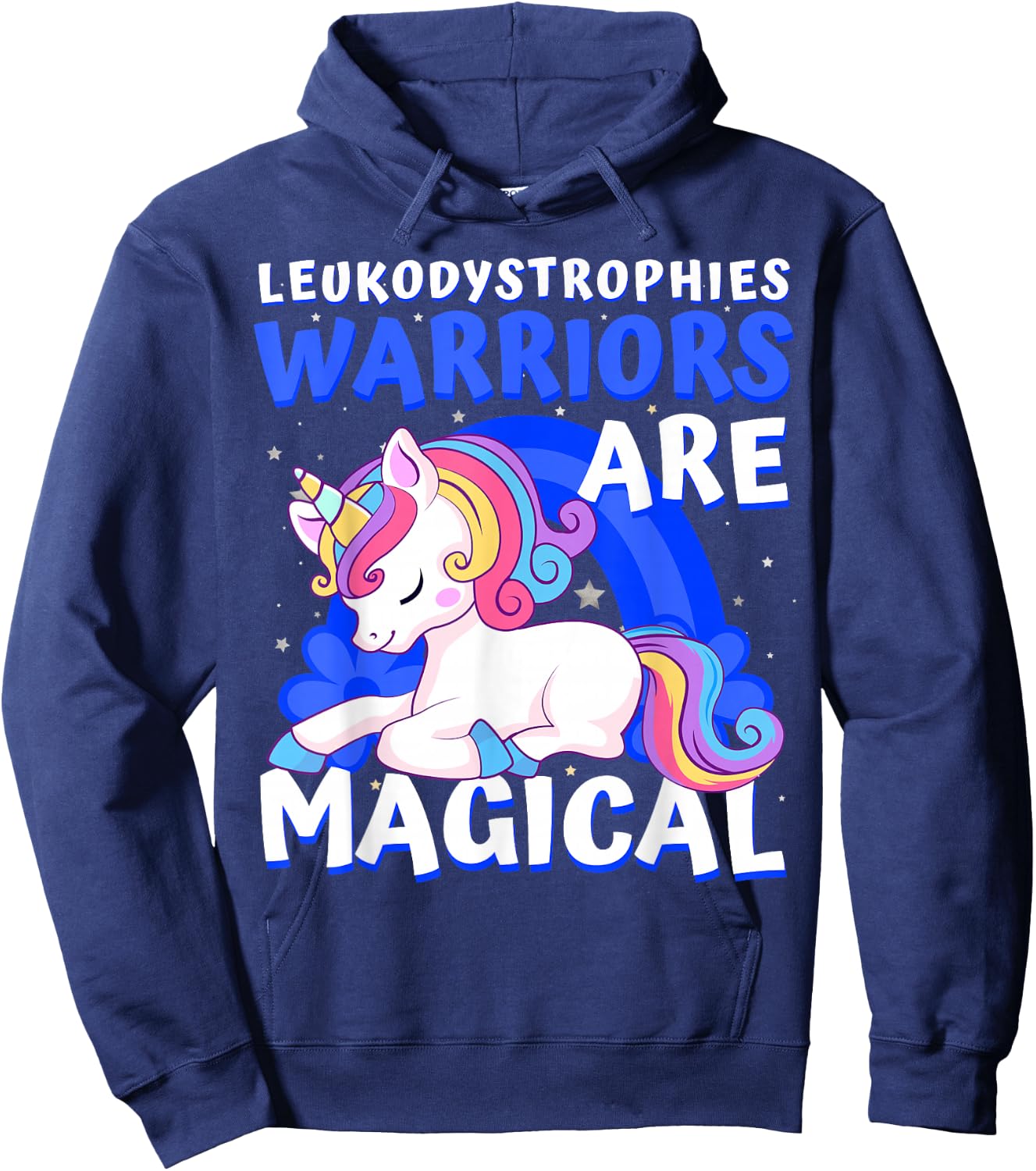 Warriors Magical Leukodystrophies Awareness Ribbon Unicorn Hoodie - Hoodie | Navy