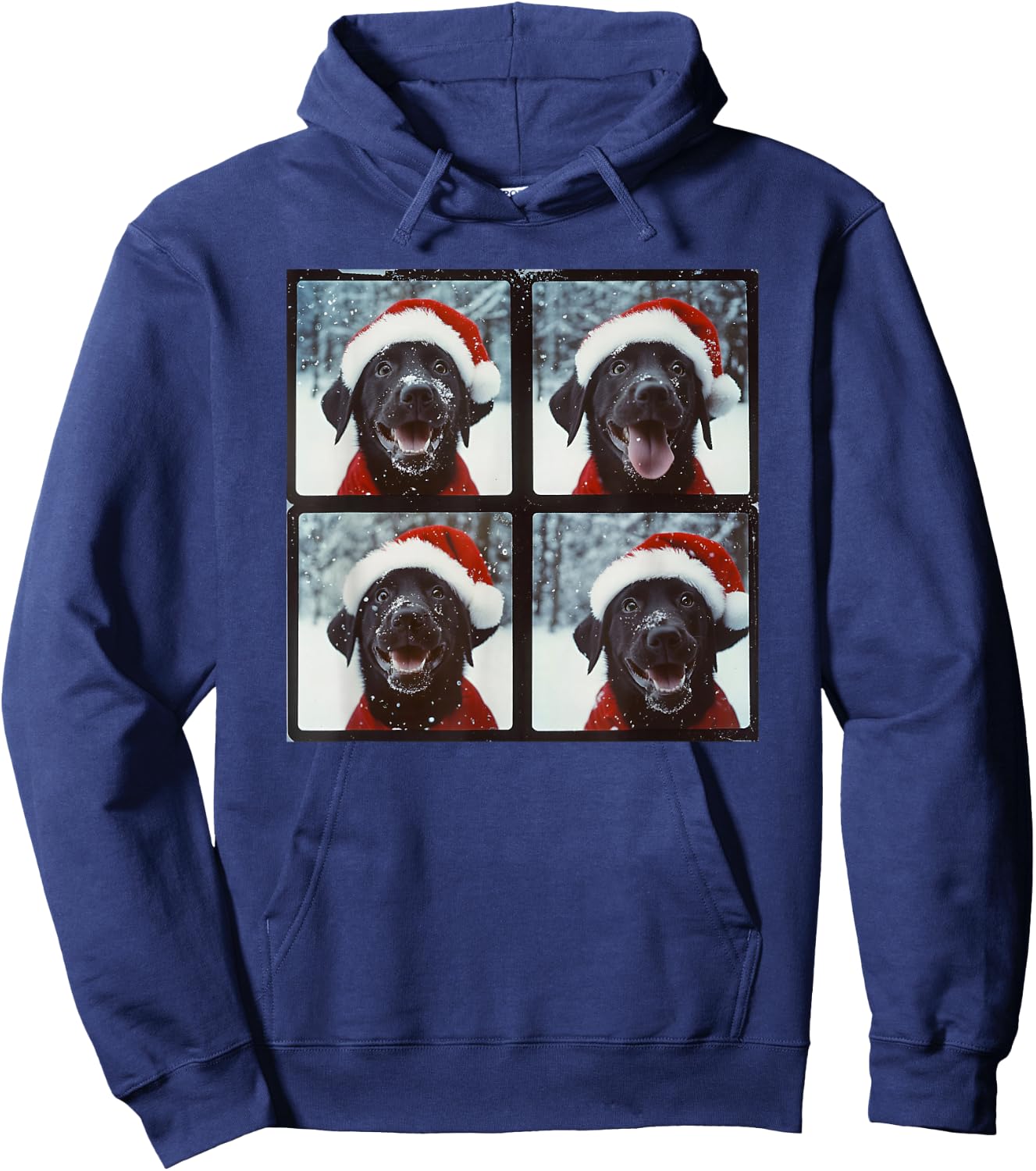 Labrador With Santa Hat Christmas Black Lab Hoodie - Hoodie | Navy